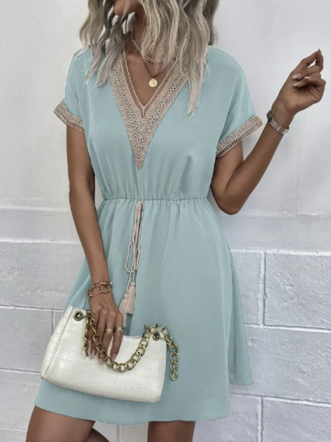 Full Size V-Neck Short Sleeve Dress Plus Size - Image 8
