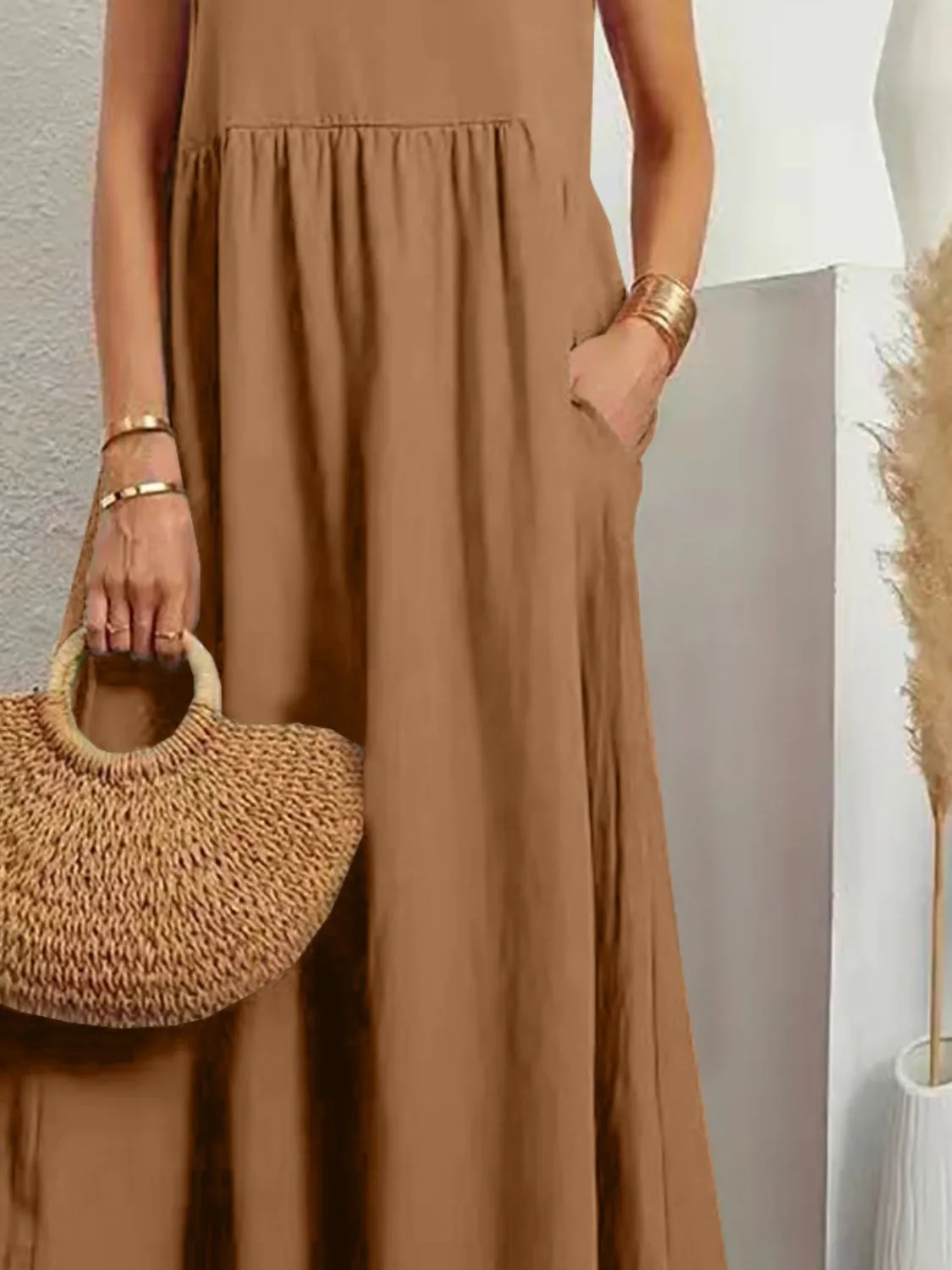 Full Size V-Neck Sleeveless Dress with Pockets Plus Size - Image 2