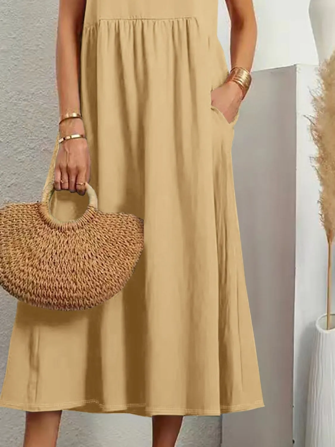 Full Size V-Neck Sleeveless Dress with Pockets Plus Size - Image 5