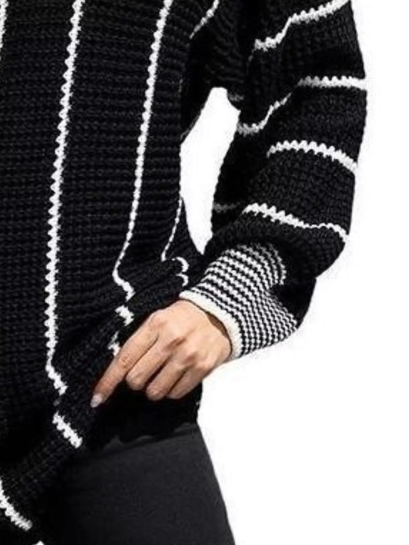 Full Size V-Neck Textured Knit Sweater Plus Size - Image 5
