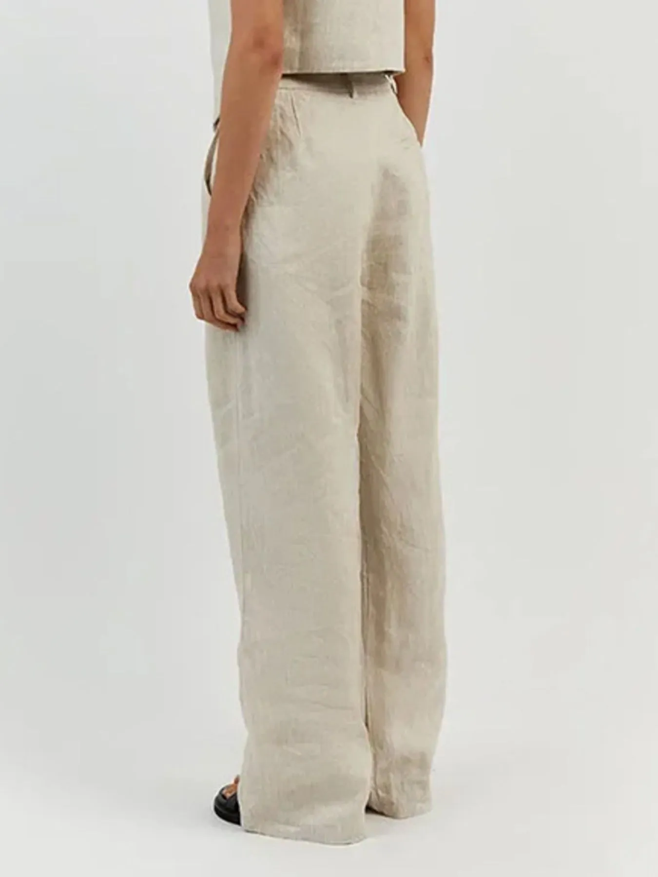 Full Size V-Neck Vest and Wide Leg Pants Set Plus Size - Image 5