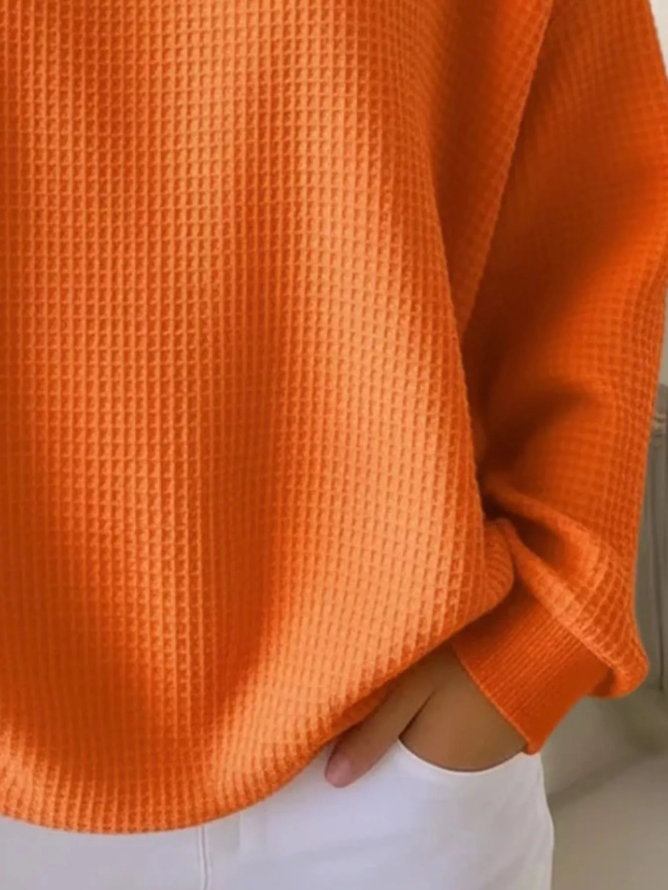 Full Size Waffle Knit Button Detail Top Plus Size - Image 3