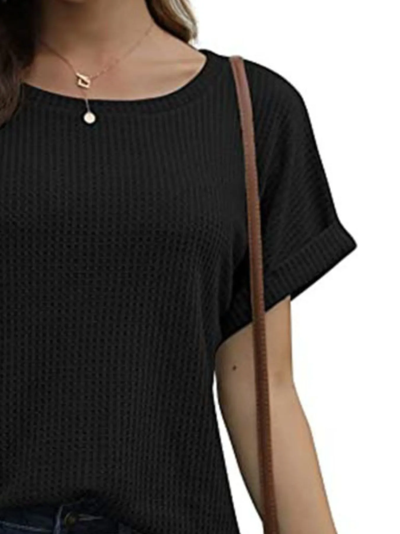 Full Size Waffle Knit Relaxed Fit T-Shirt Plus Size - Image 3