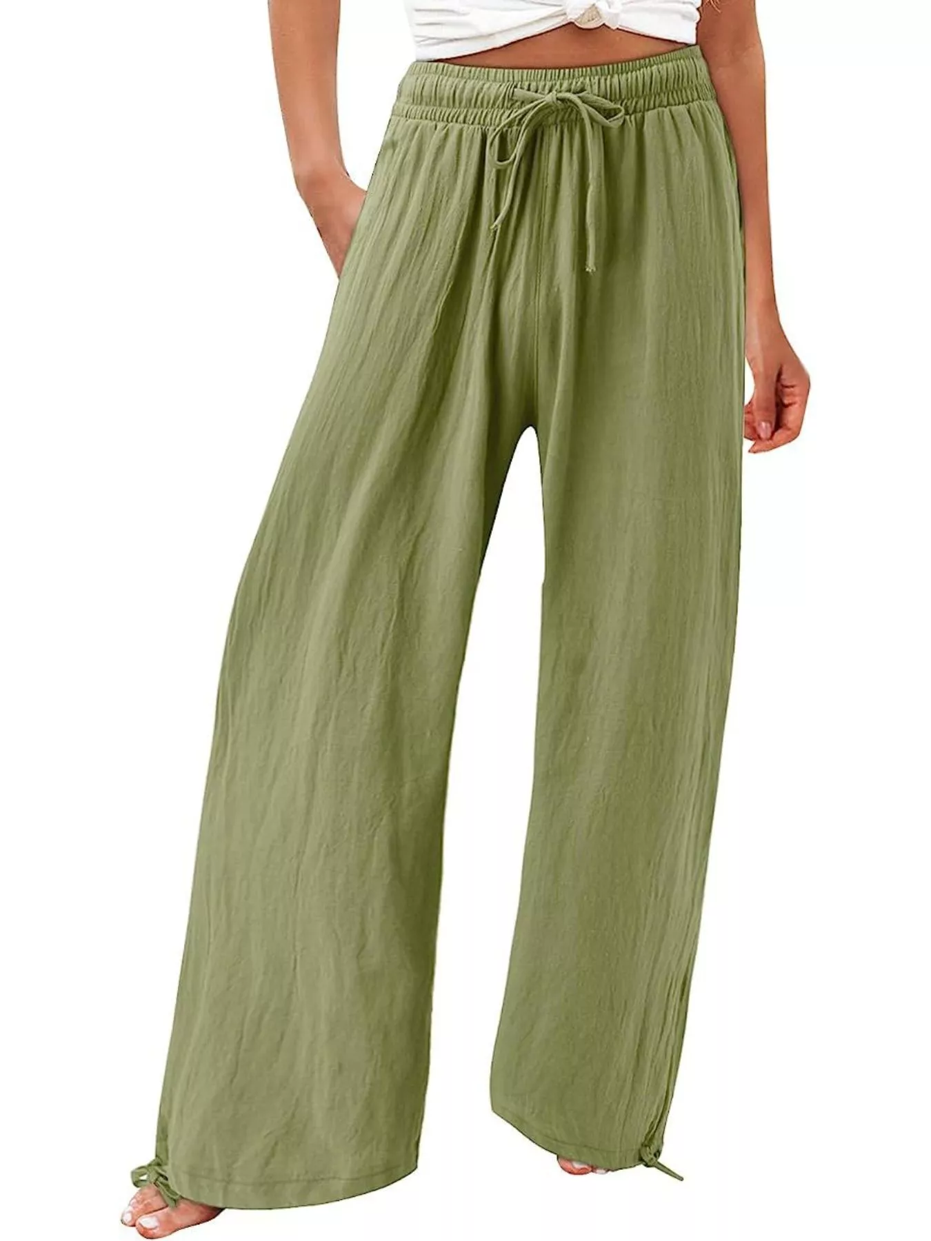 Full Size Wide Leg Pants with Drawstring Waist Plus Size - Image 14