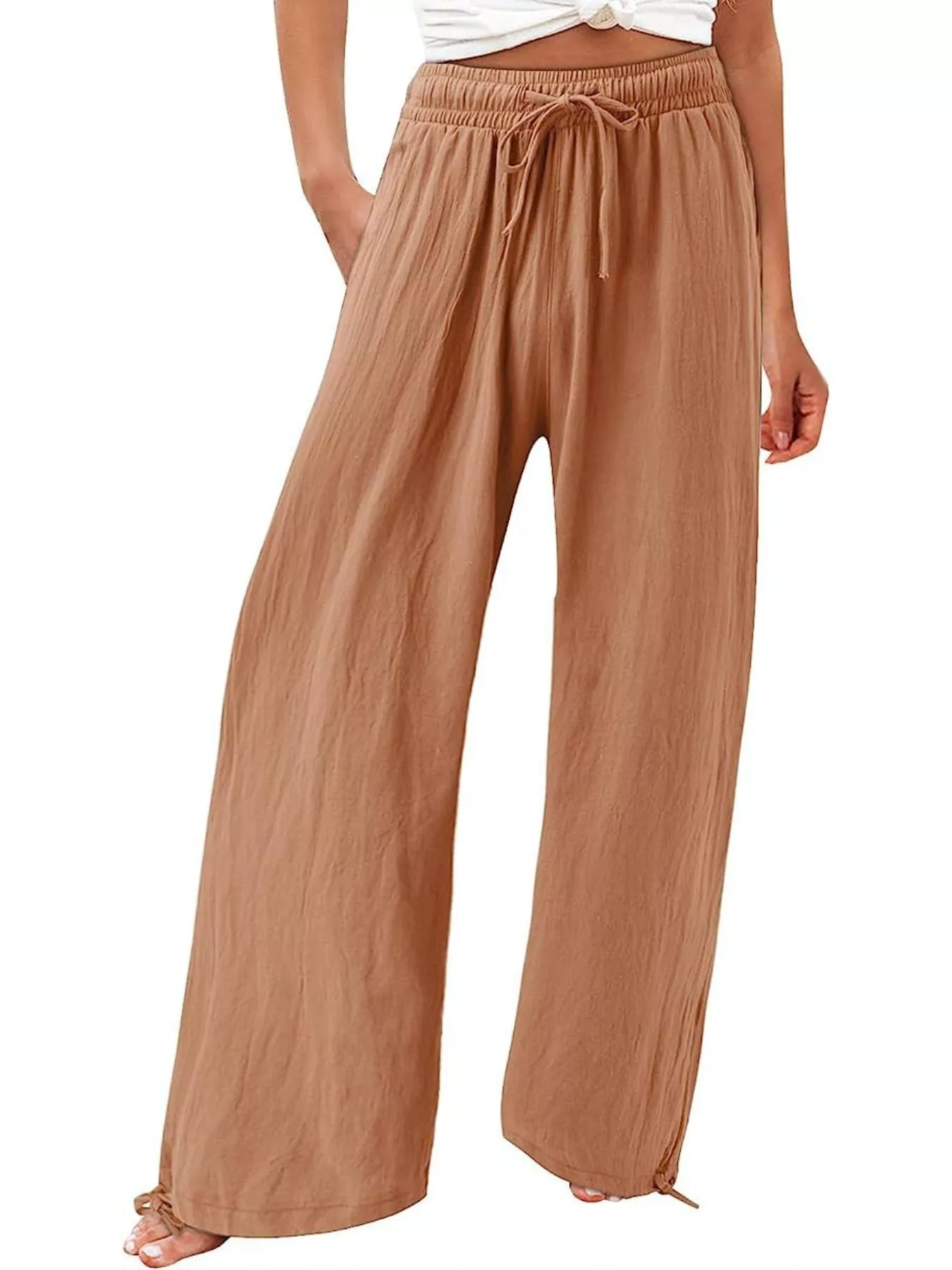 Full Size Wide Leg Pants with Drawstring Waist Plus Size - Image 15