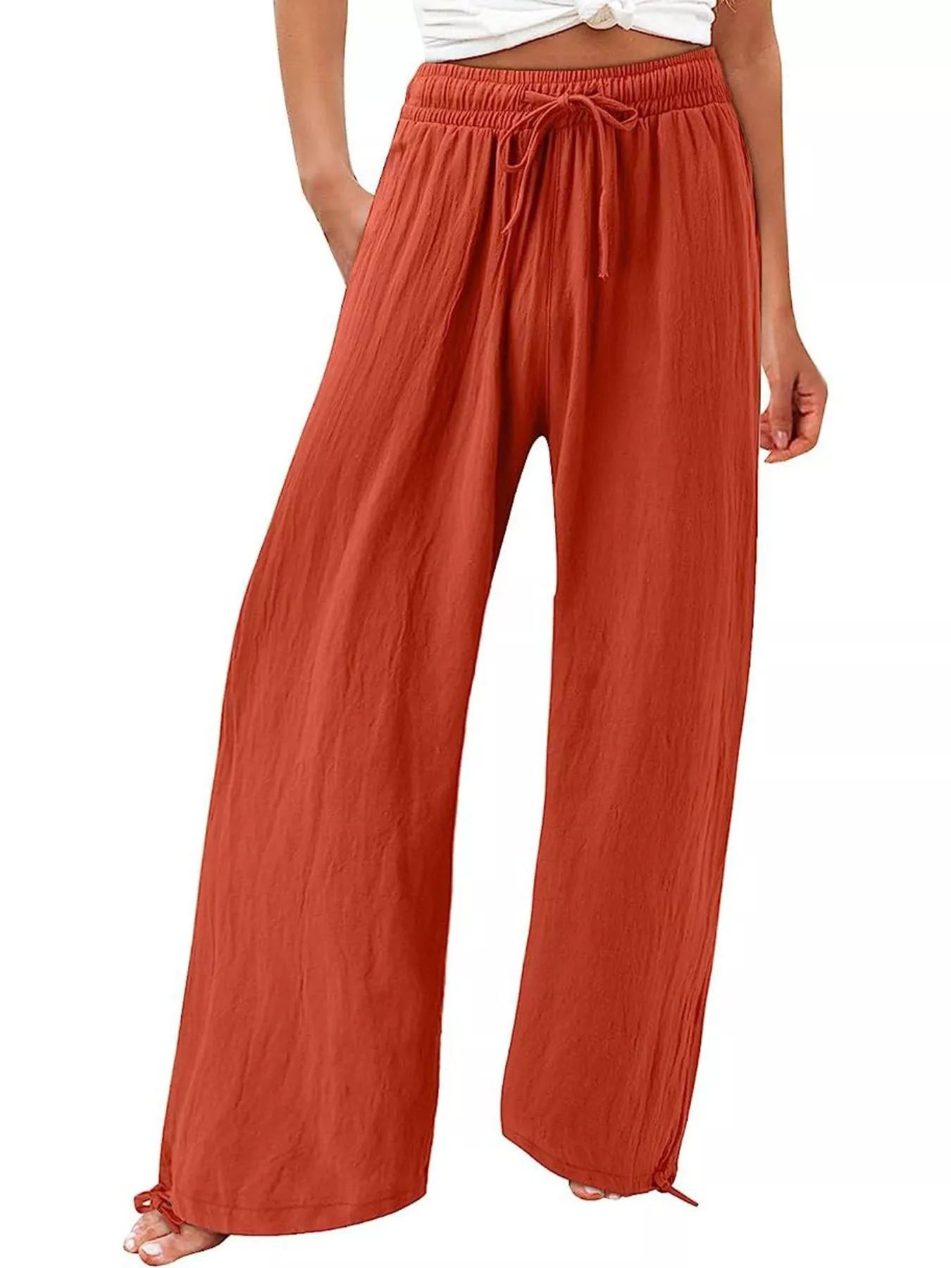 Full Size Wide Leg Pants with Drawstring Waist Plus Size - Image 16