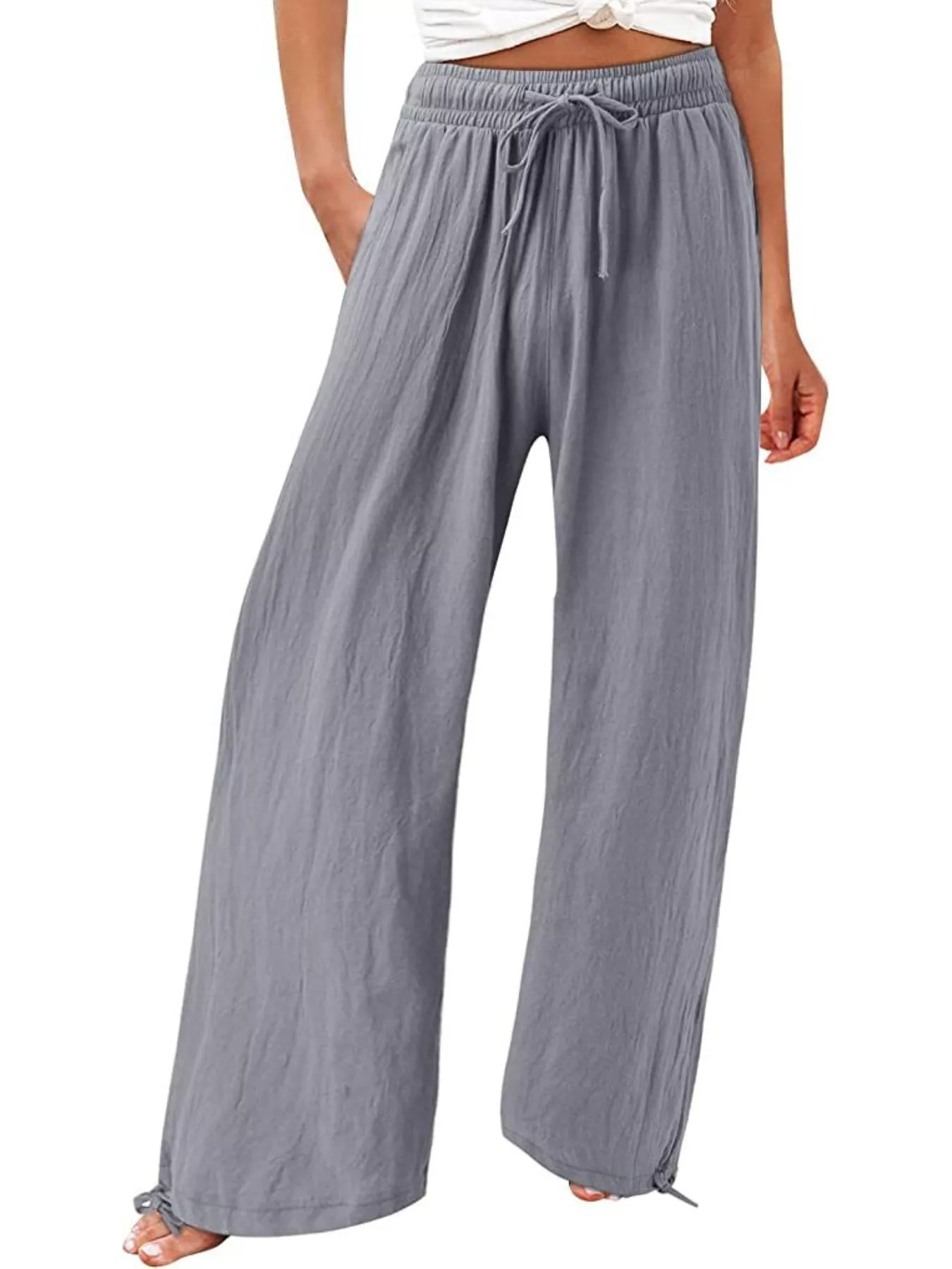 Full Size Wide Leg Pants with Drawstring Waist Plus Size - Image 8