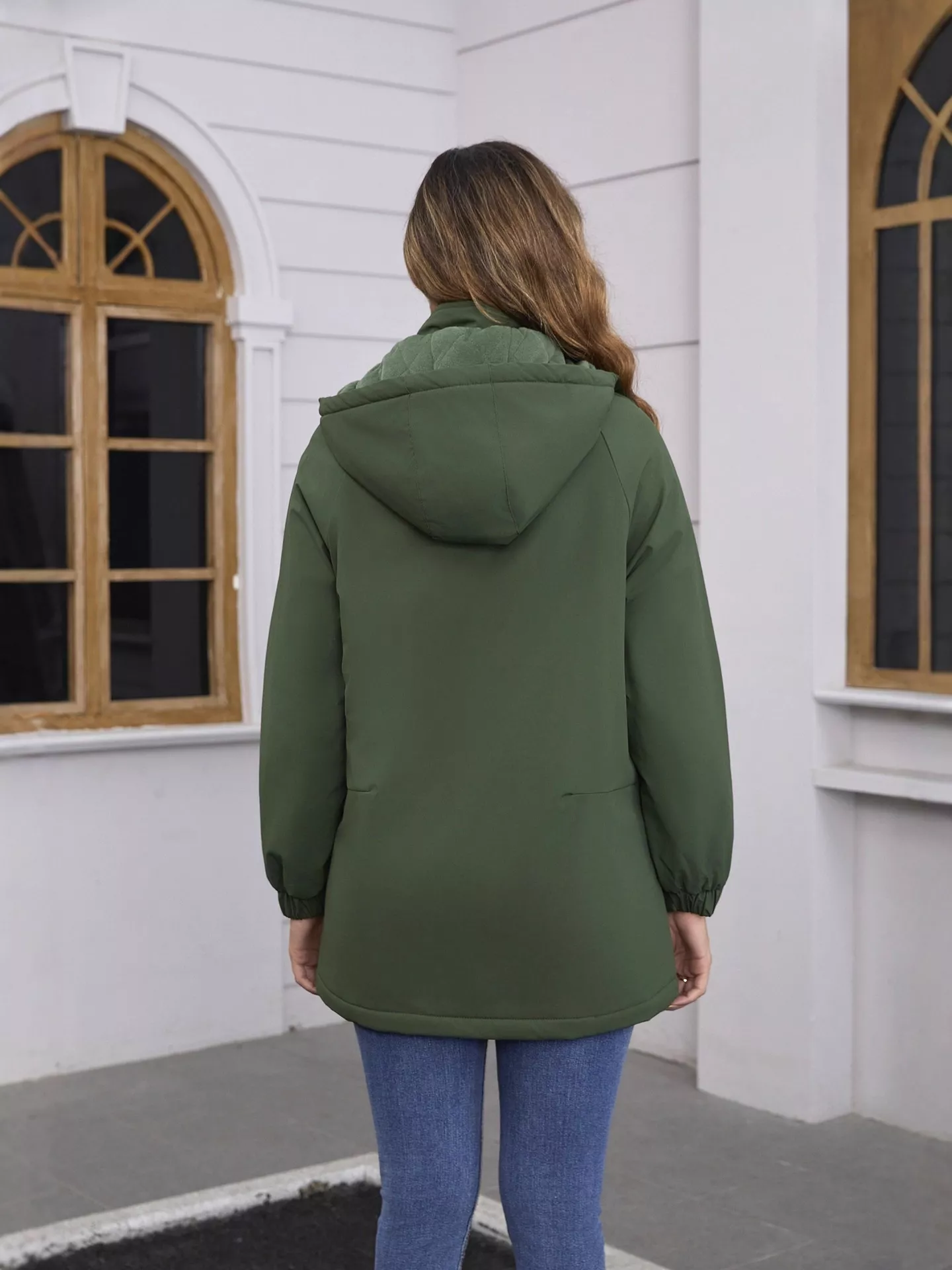 Full Size Zip Up Hooded Parka Outerwear Plus Size - Image 5