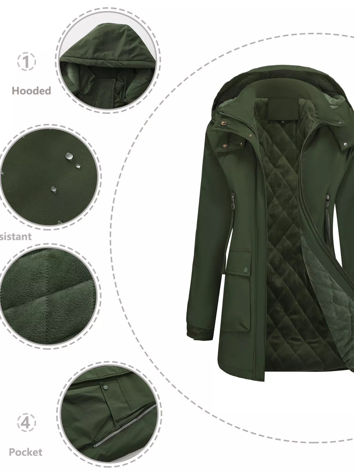 Full Size Zip Up Hooded Parka Outerwear Plus Size - Image 8