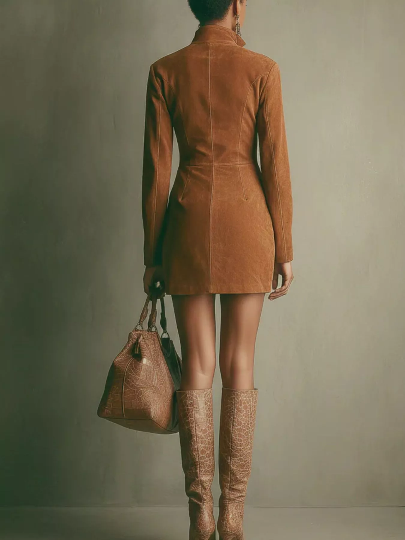 Full Size Zip-Up Long Sleeve Mini Dress Plus Size - Image 2
