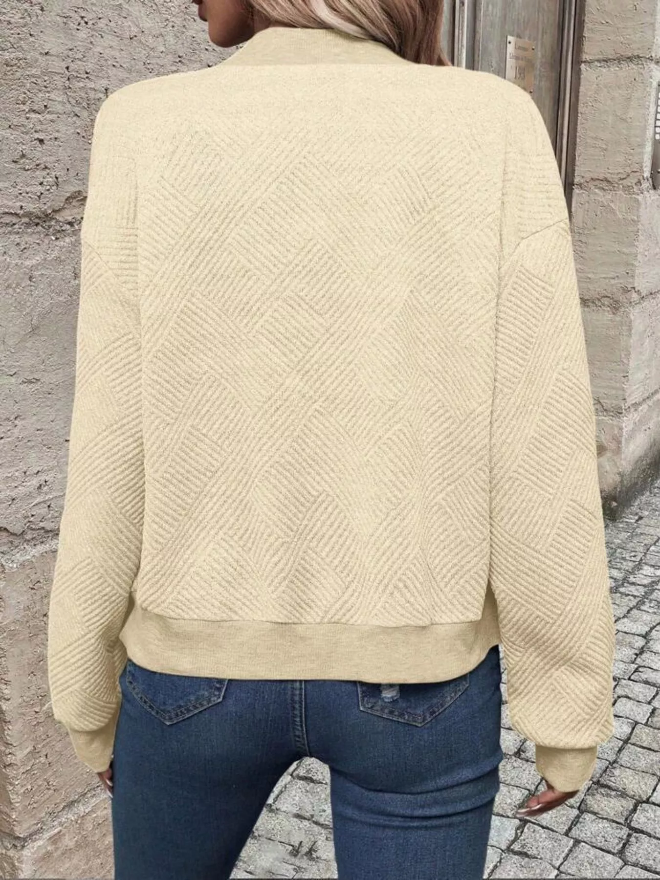 Full Size Zip Up Long Sleeve Textured Jacket Plus Size - Image 14