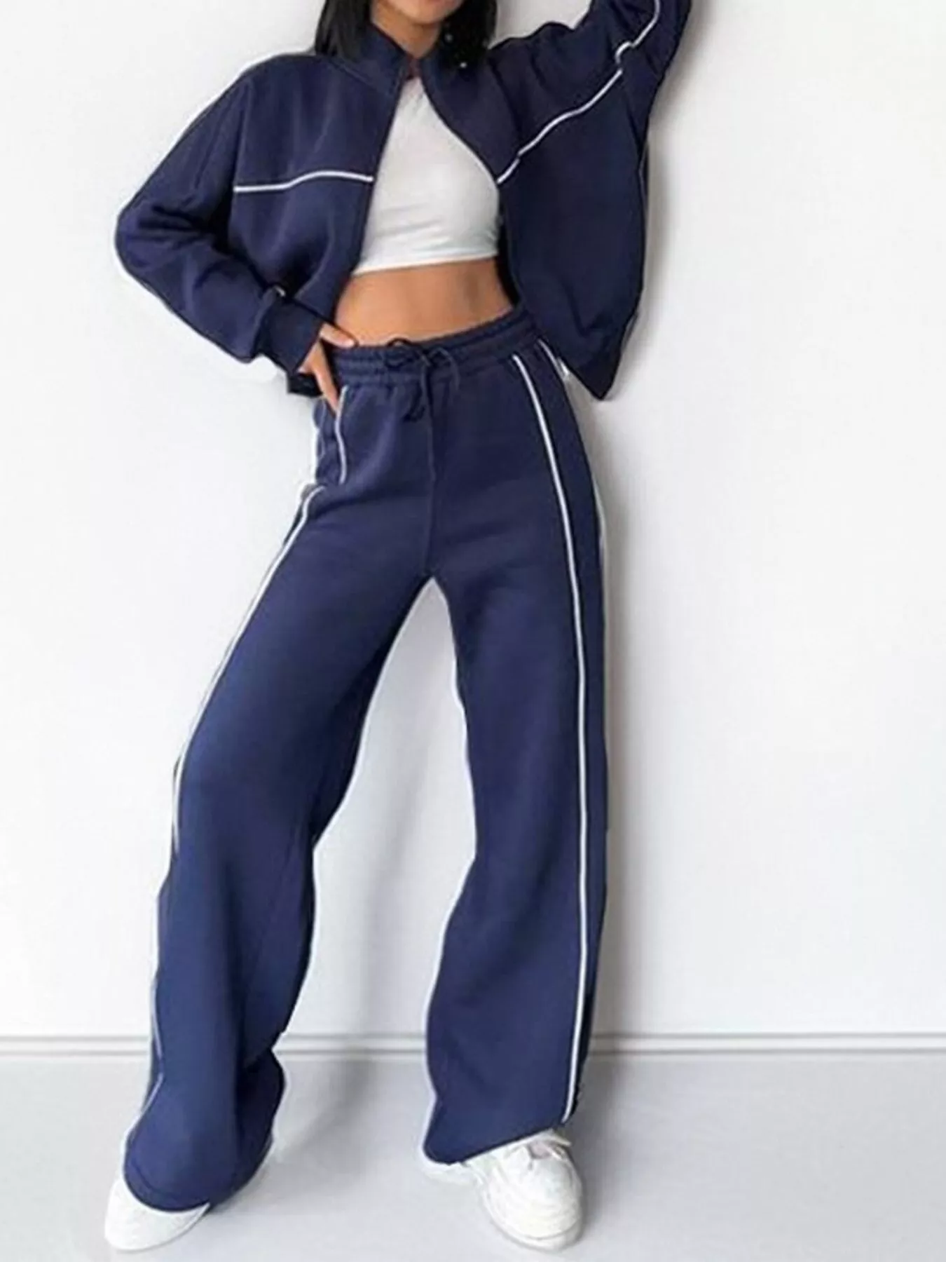 Full Size Zip Up Long Sleeve Top and Pants Set Plus Size - Image 13