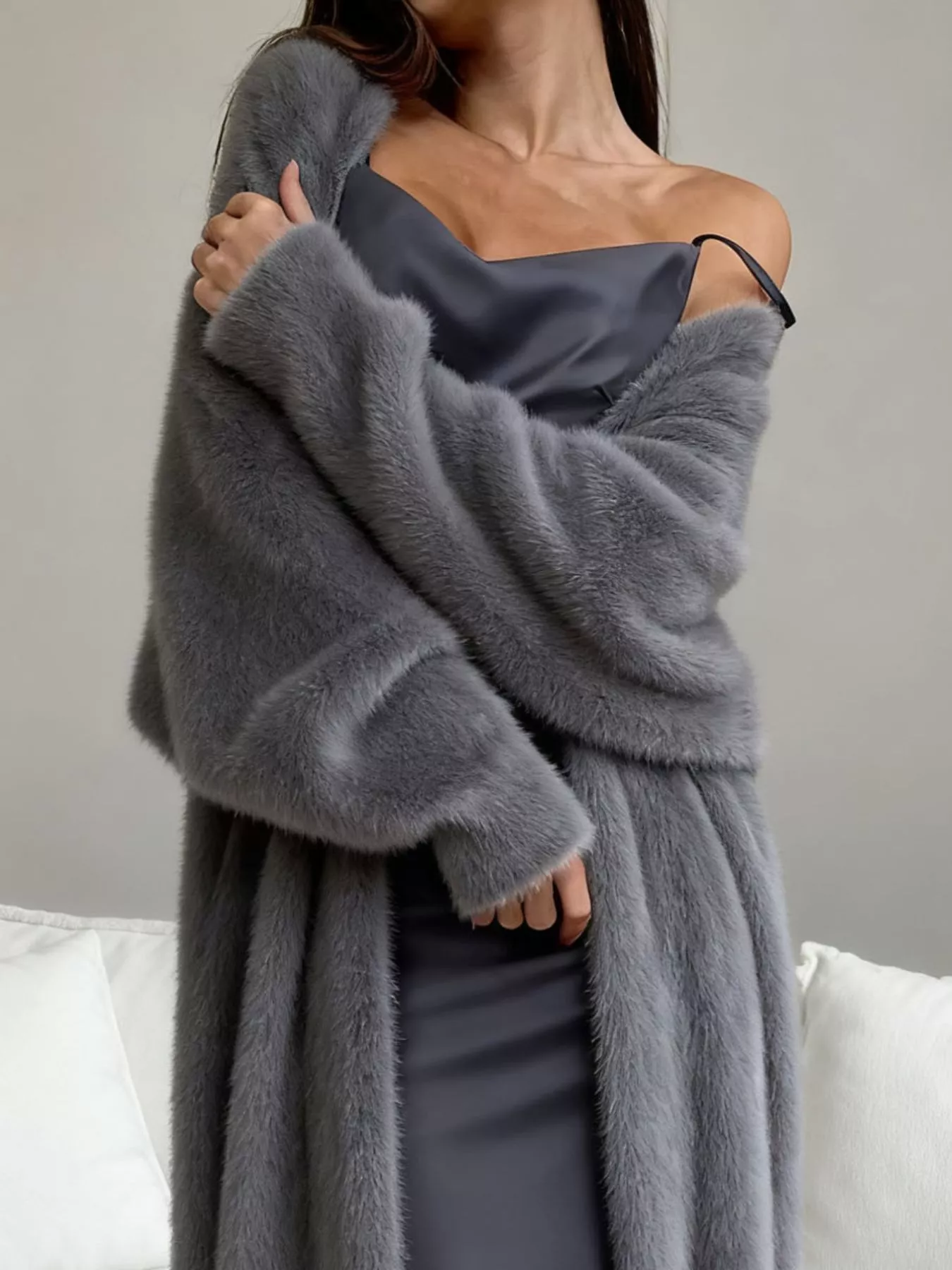Fuzzy Open Front Longline Cardigan - Image 17