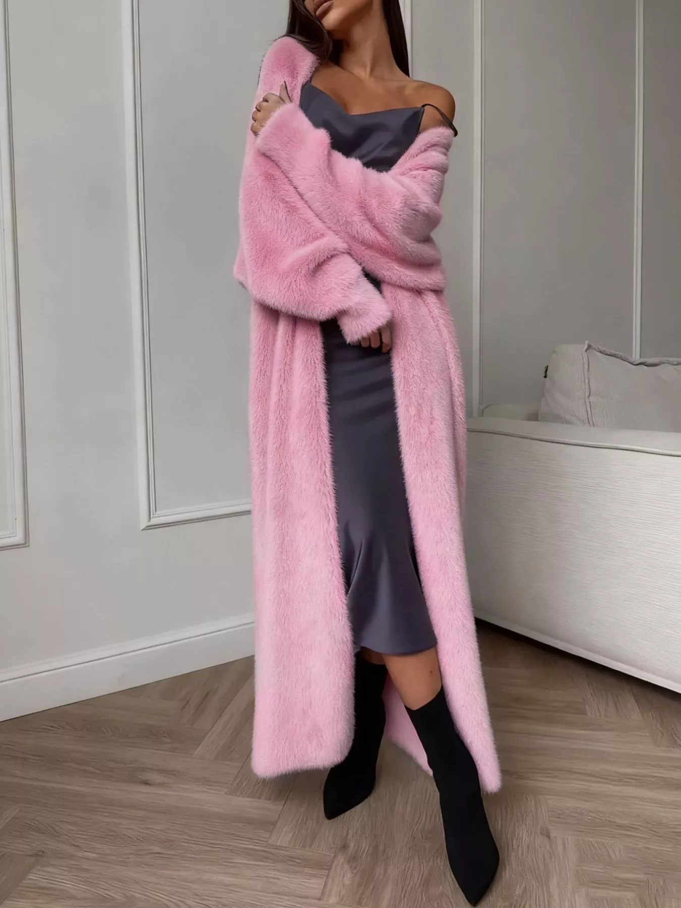 Fuzzy Open Front Longline Cardigan - Image 21