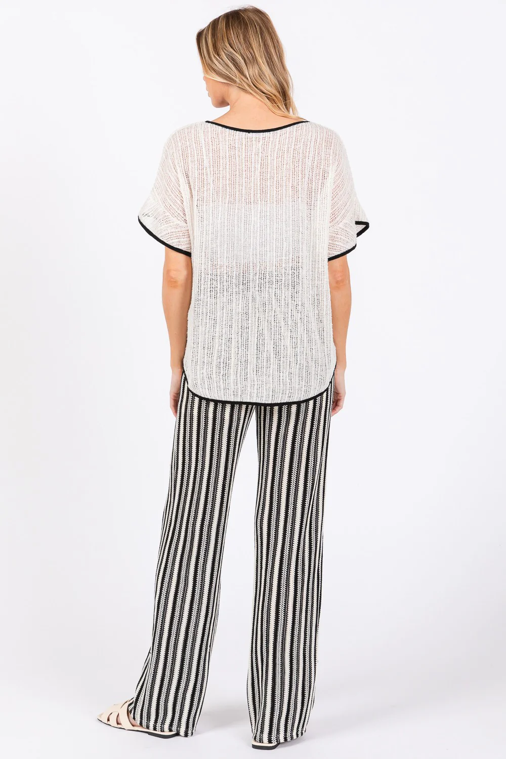 GeeGee Contrast Trim Short Sleeve Knit Cover Up - Image 7