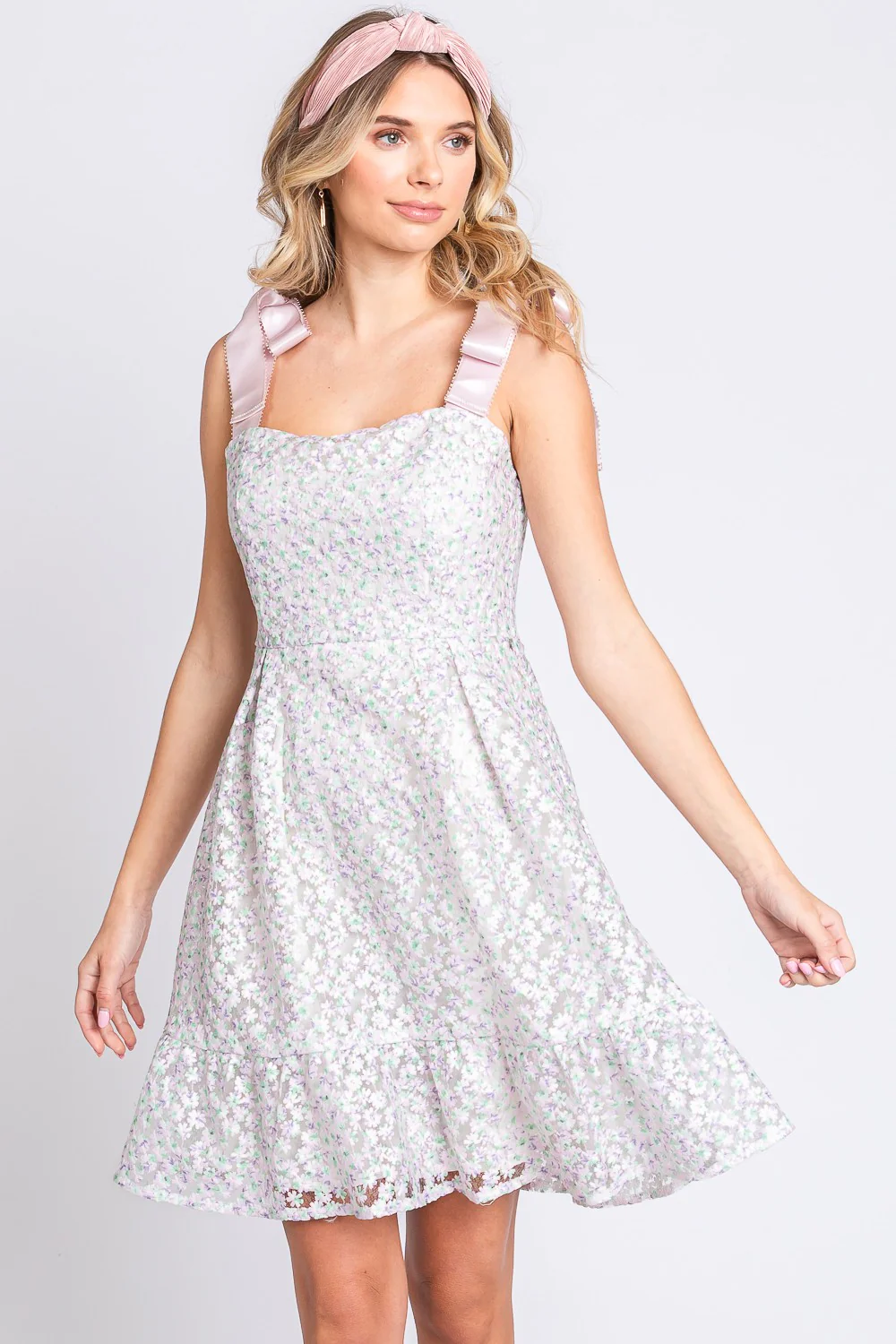 GeeGee Mesh Floral Embroidered Sleeveless Dress - Image 3