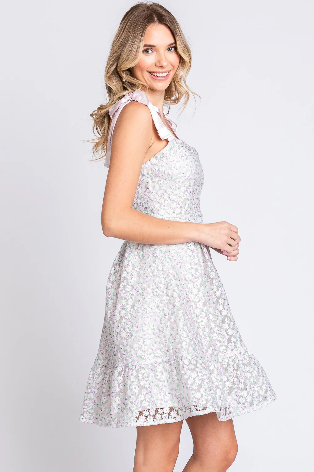 GeeGee Mesh Floral Embroidered Sleeveless Dress - Image 4