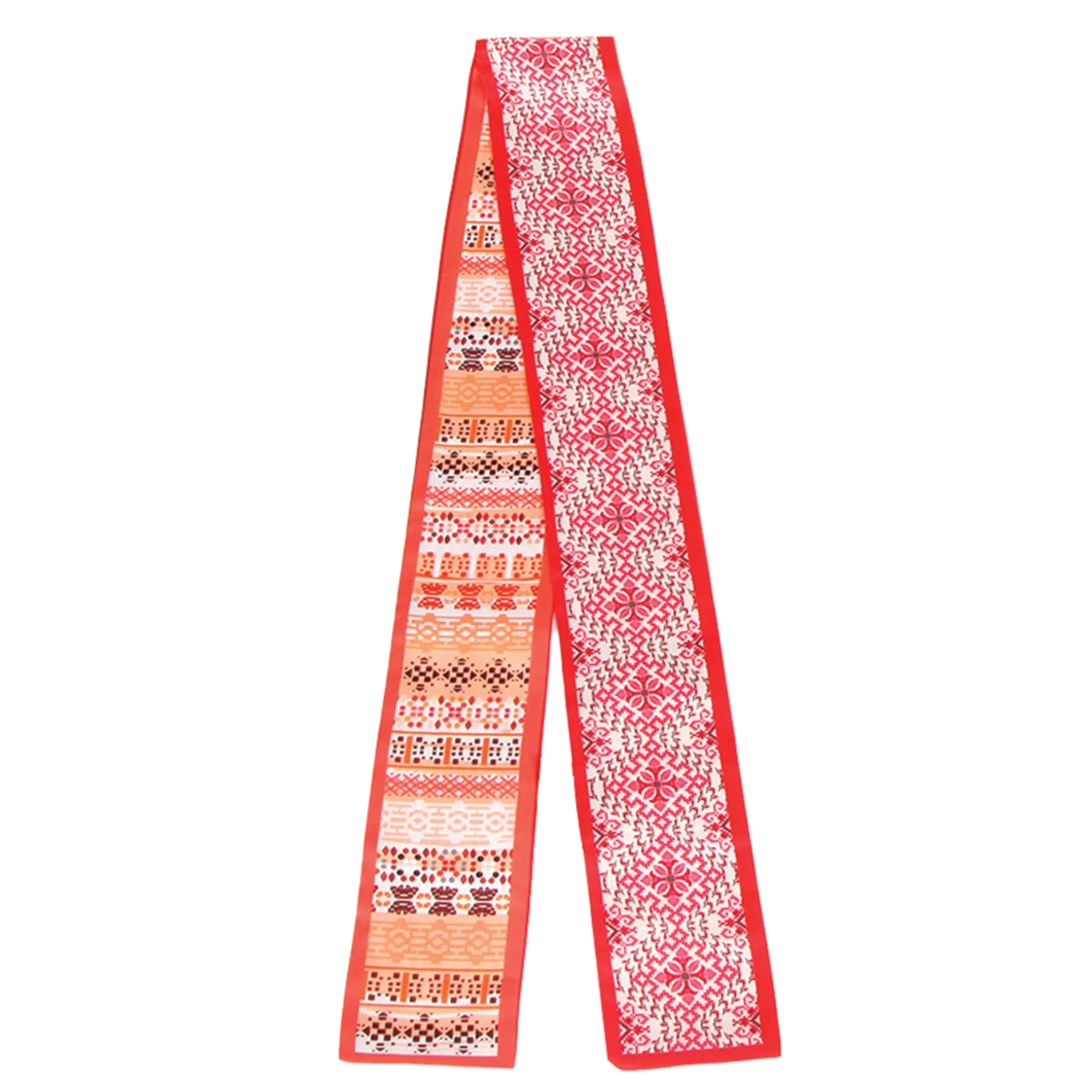 Geometric Jacquard Print Skinny Scarf - Image 6