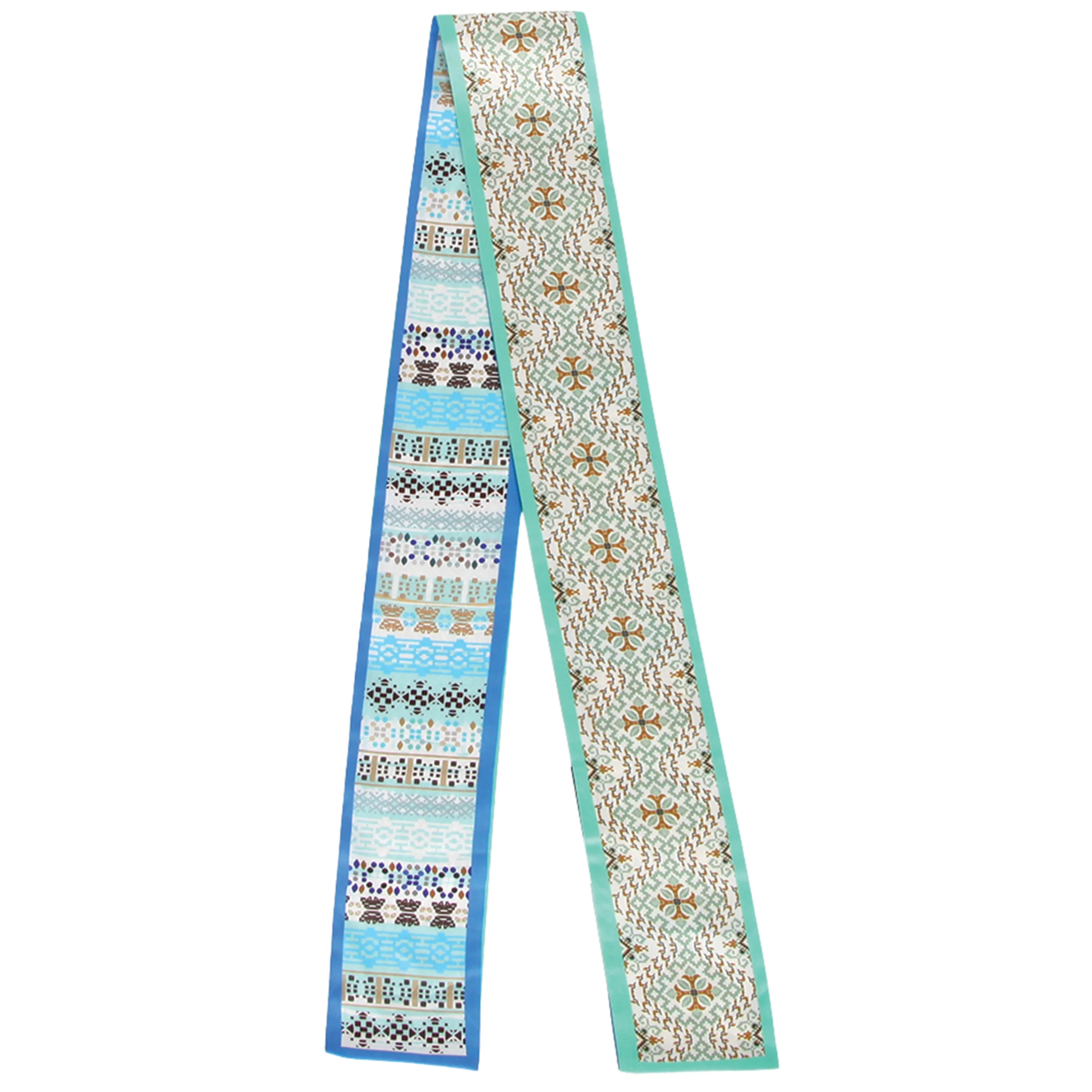 Geometric Jacquard Print Skinny Scarf - Image 7
