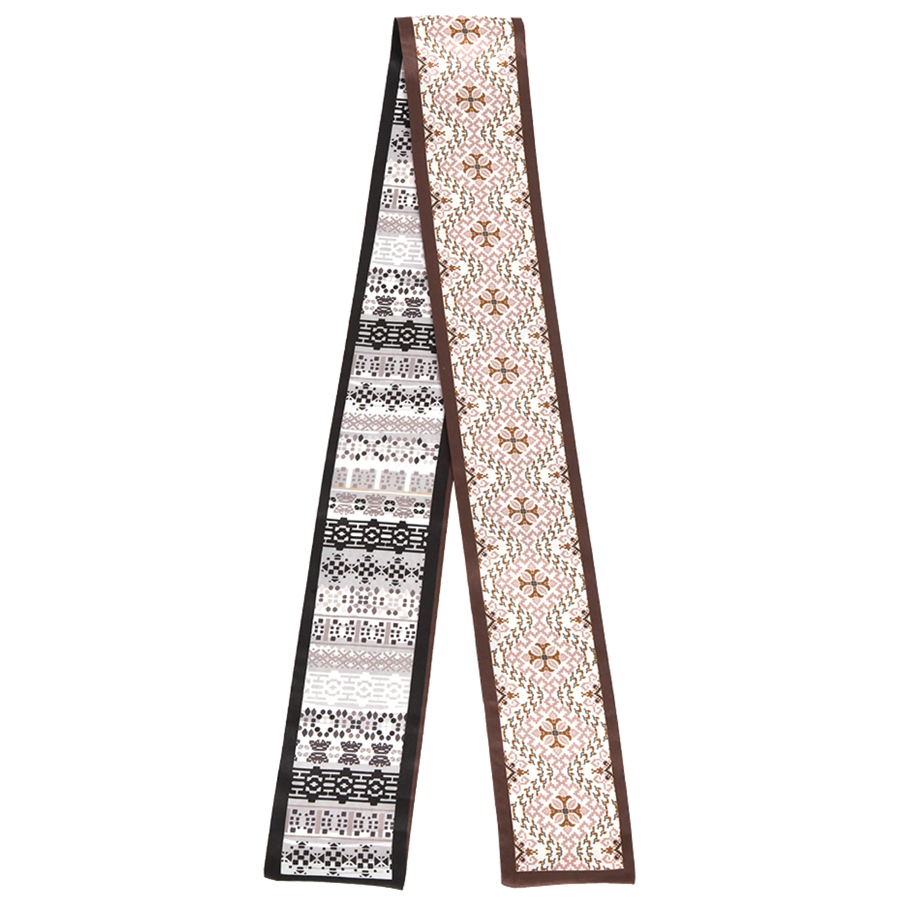 Geometric Jacquard Print Skinny Scarf - Image 8