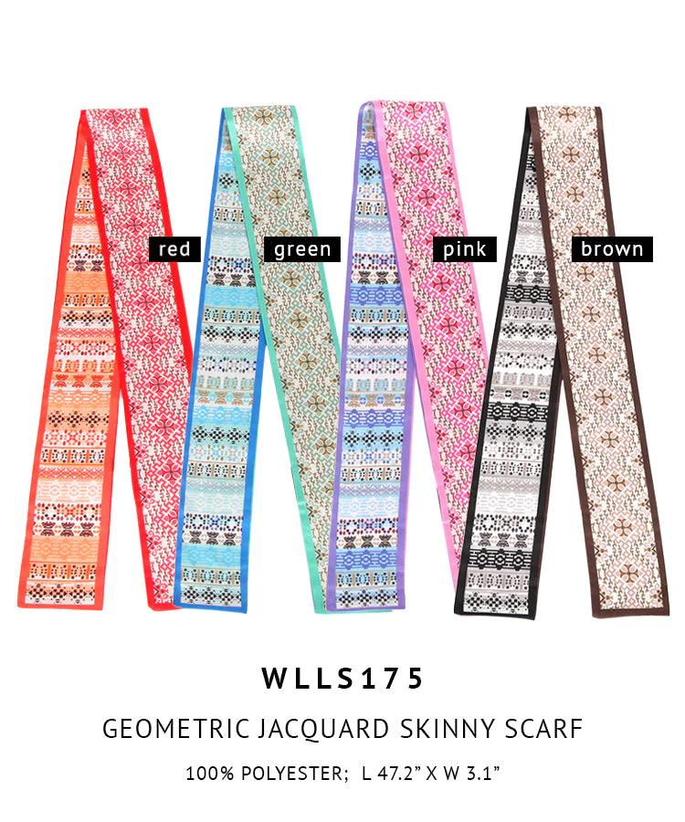 Geometric Jacquard Print Skinny Scarf - Image 9