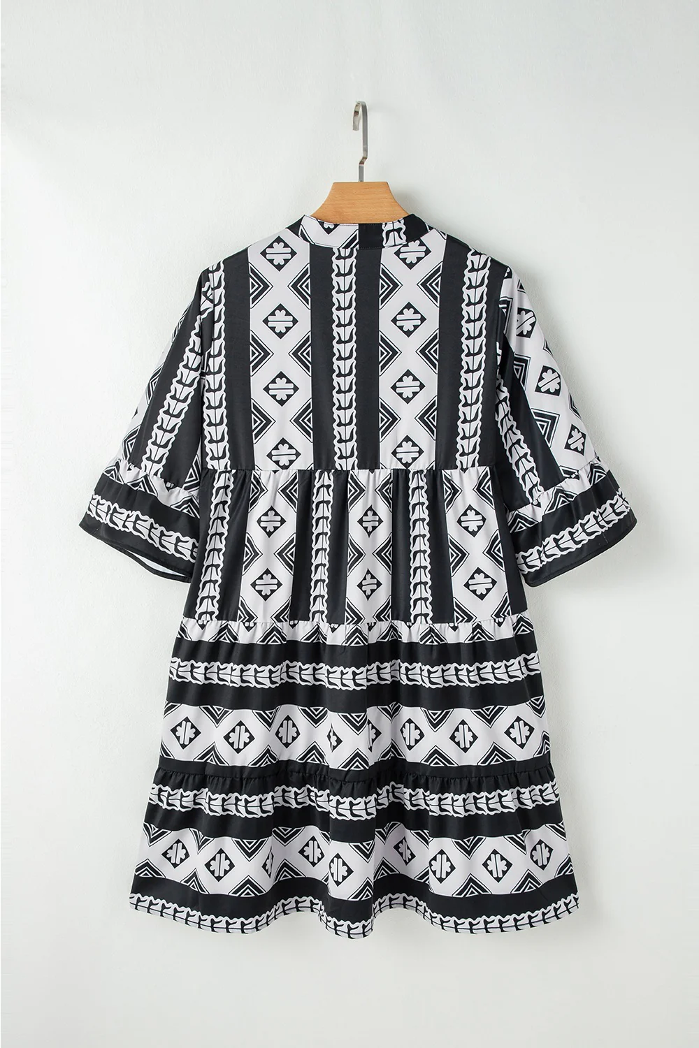 Geometric Print Ruffle Hem Mini Dress - Image 4