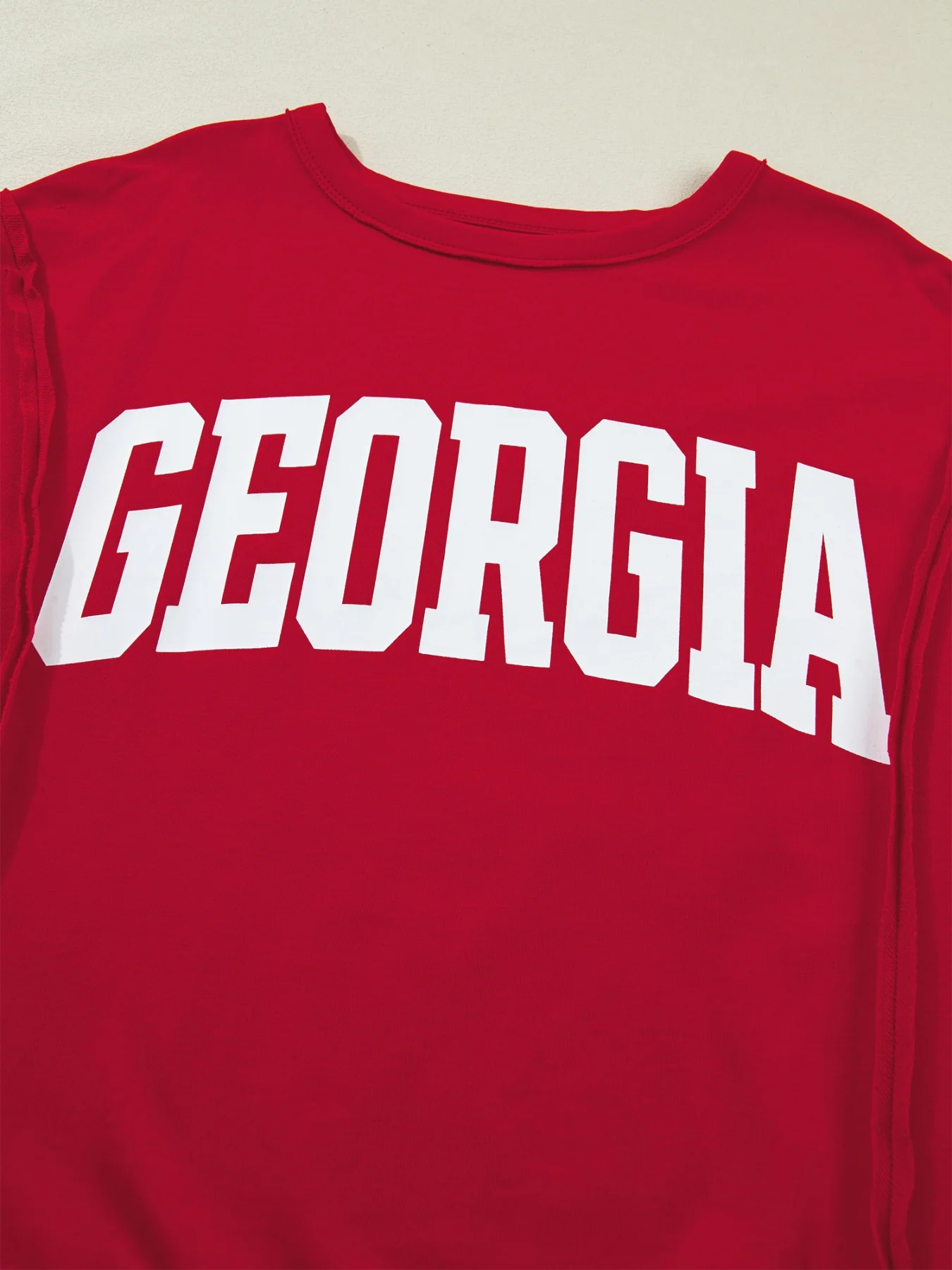 GEORGIE Letter Raw Seam Drop Shoulder Loose Tee - Image 8