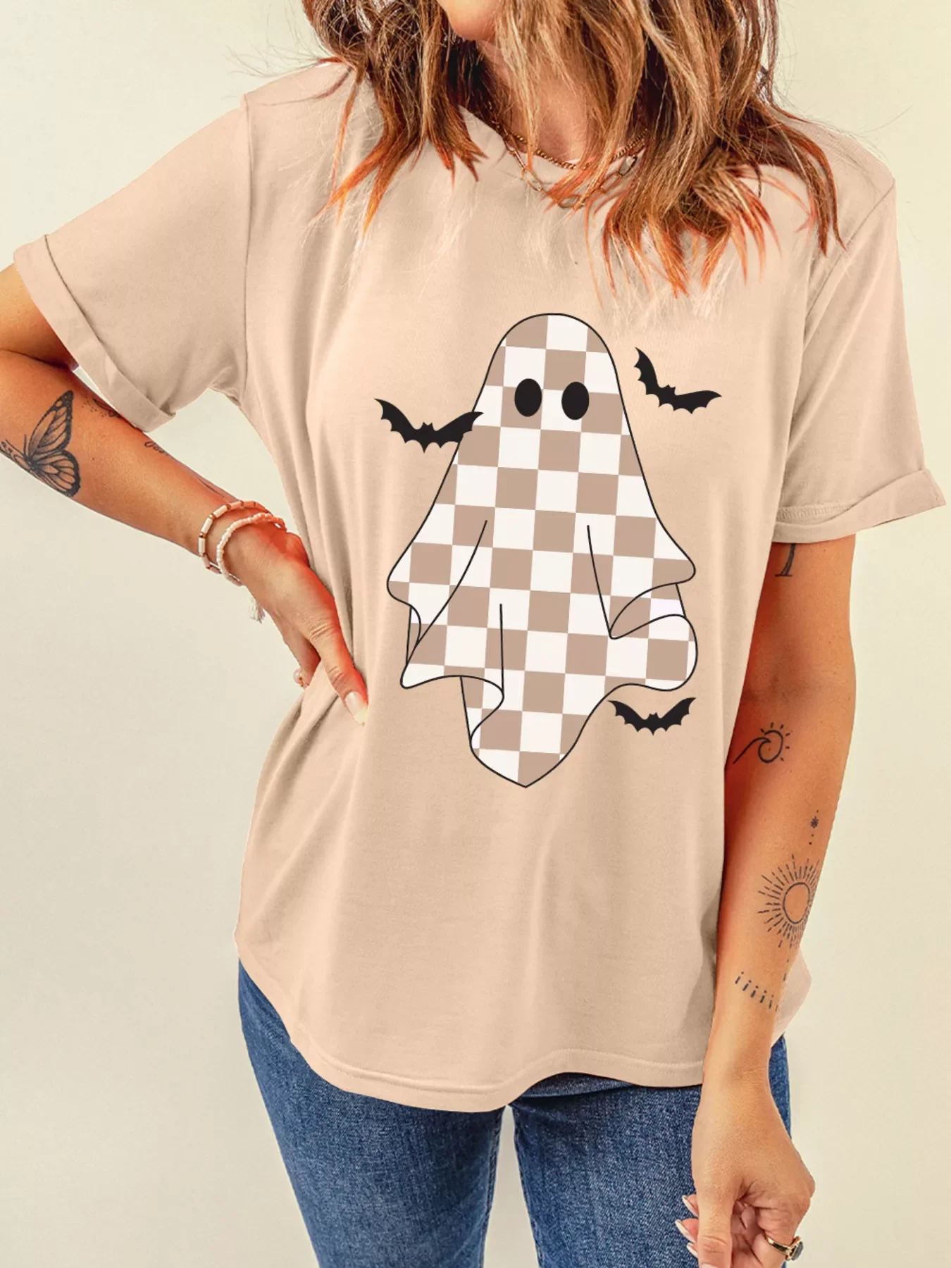 Ghost Bat Halloween Holiday Graphic Tee - Image 2