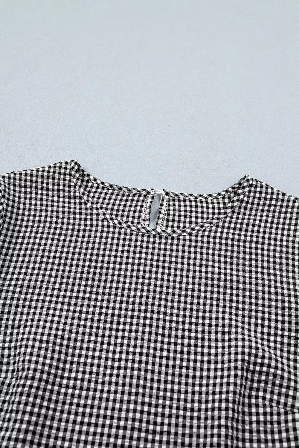 Gingham Bow Half Sleeve Blouse - Image 11