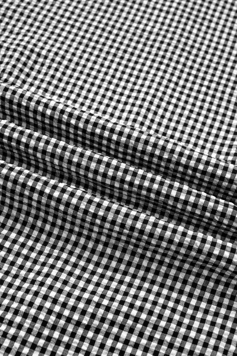 Gingham Bow Half Sleeve Blouse - Image 15