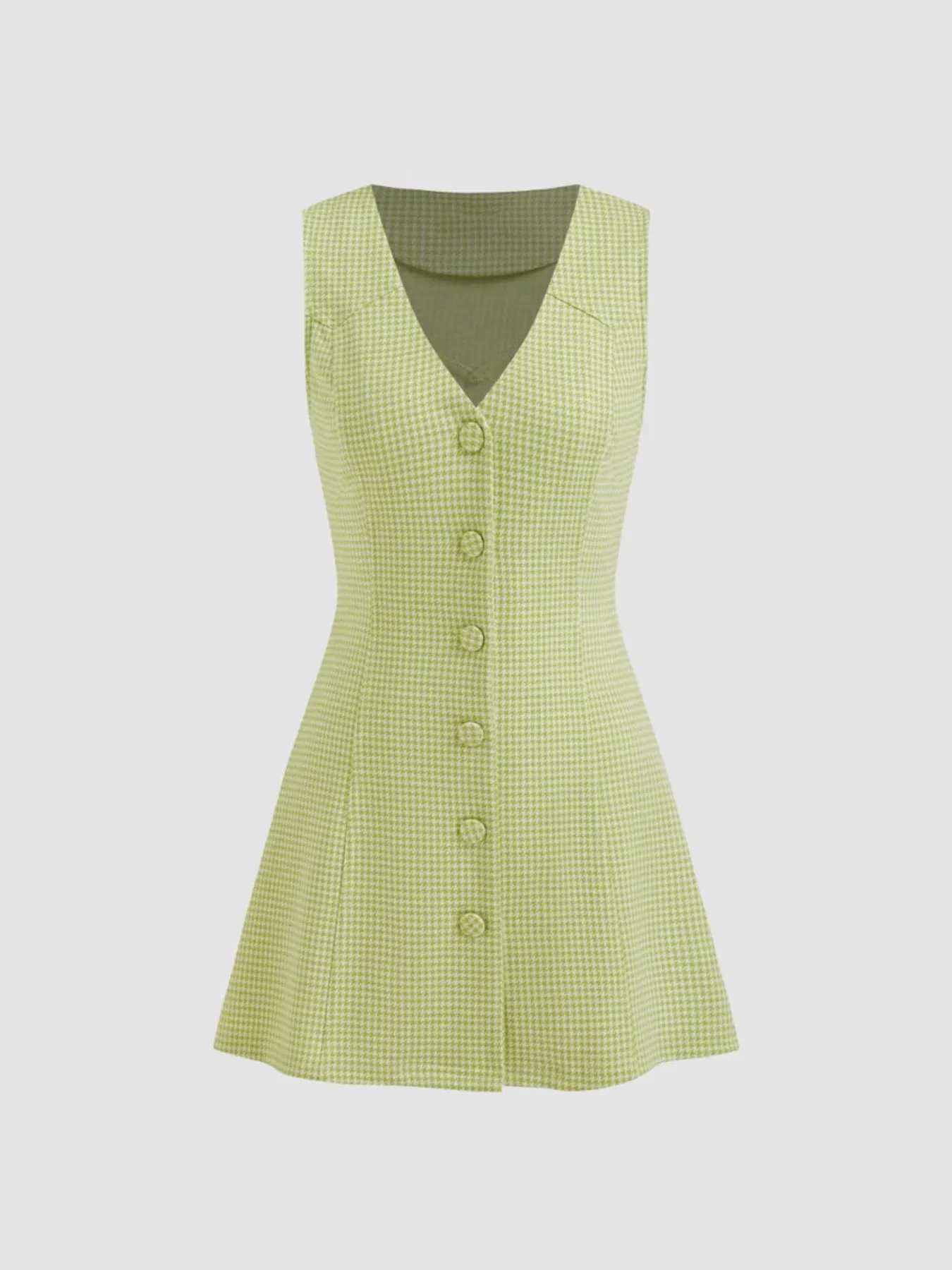 Gingham Button-Front A-Line Mini Dress - Image 2