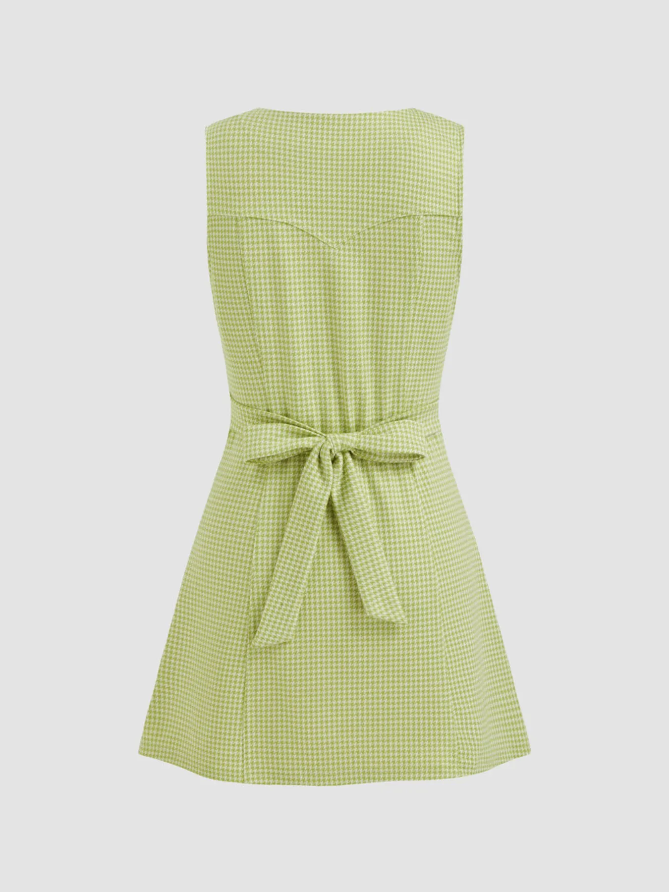 Gingham Button-Front A-Line Mini Dress - Image 3