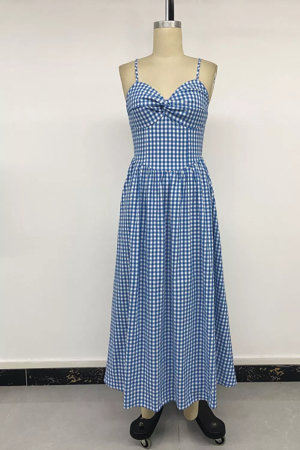 Gingham Knot Front Cami Midi Dress - Image 6