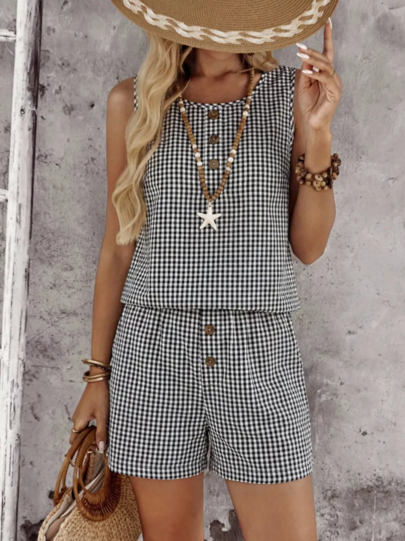 Gingham Sleeveless Top & Shorts Set - Image 4