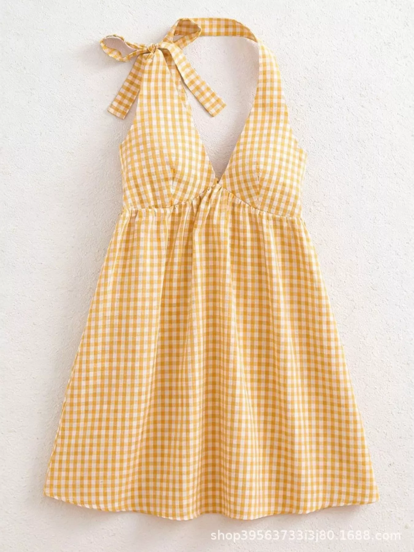 Gingham Tie-Shoulder Mini Dress - Image 5