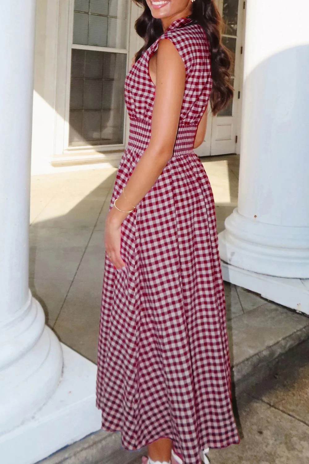 Gingham Zip-Front Midi Dress - Image 2