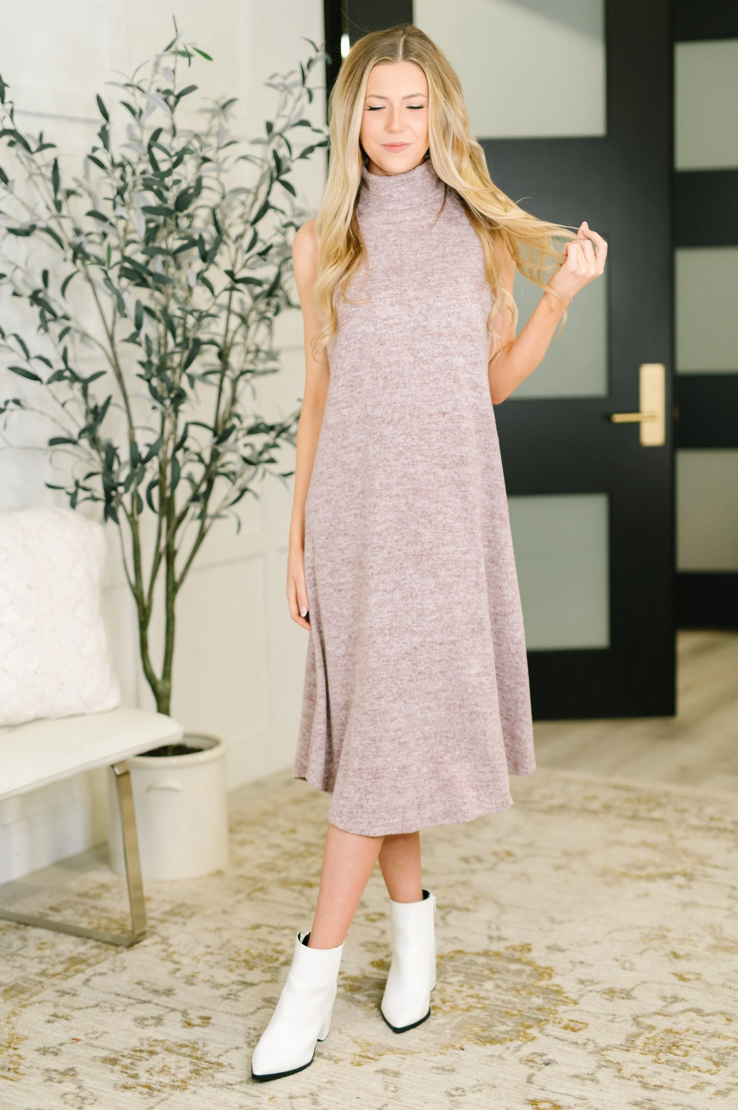 Glam Dress and Cardigan Set in Wine - Image 2