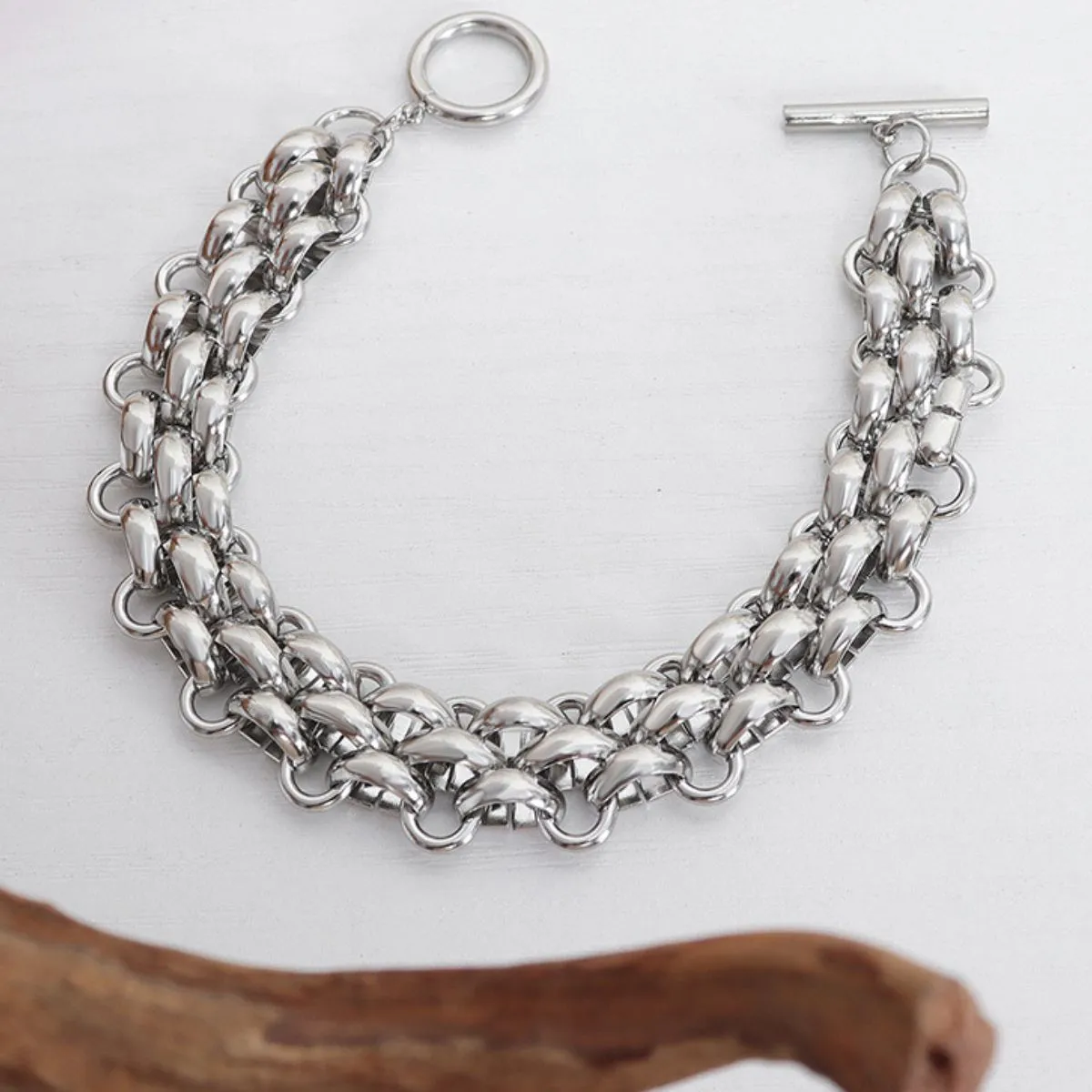 Gold Chain Link Jewelry Set with Necklace and Bracelet - Image 9