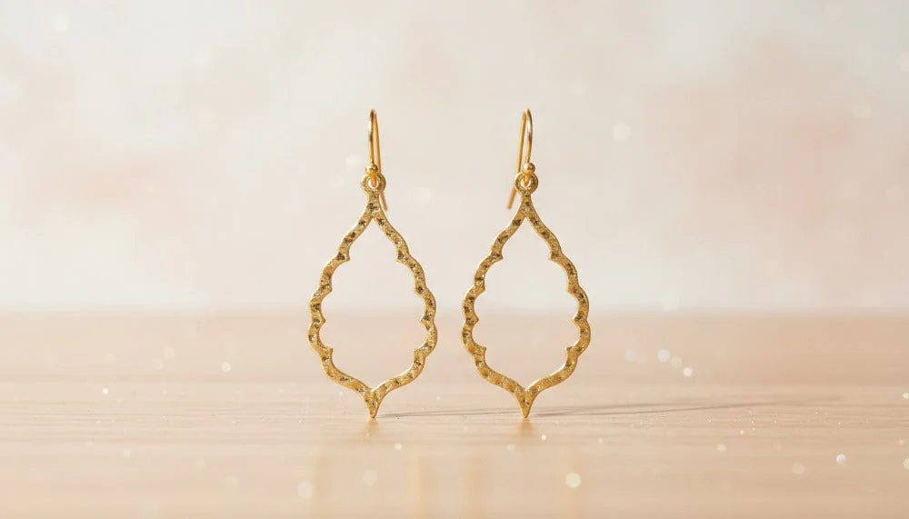Gold Laser Cut Drop Earrings
