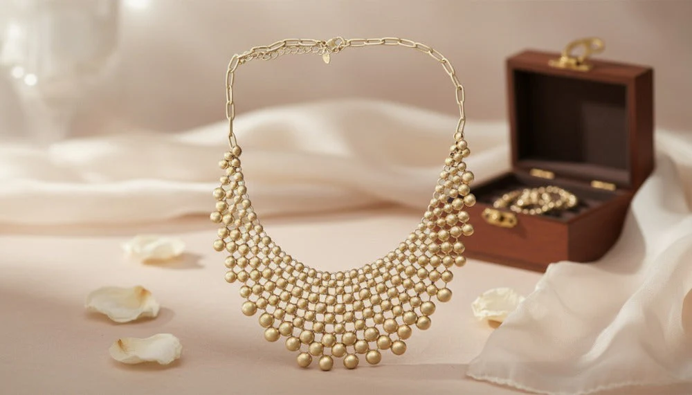 Gold Plated Droplet Fall Necklace