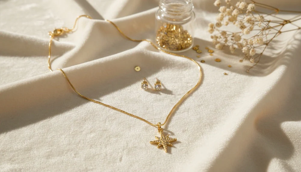 Golden Polaris Pendant Set Necklace