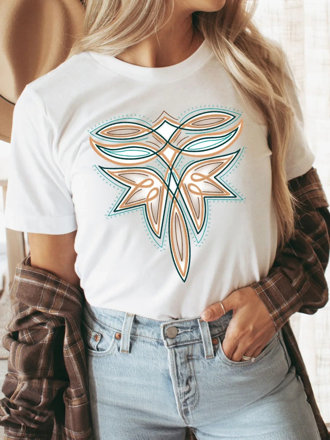 Graphic Round Neck Short Sleeve T-Shirt