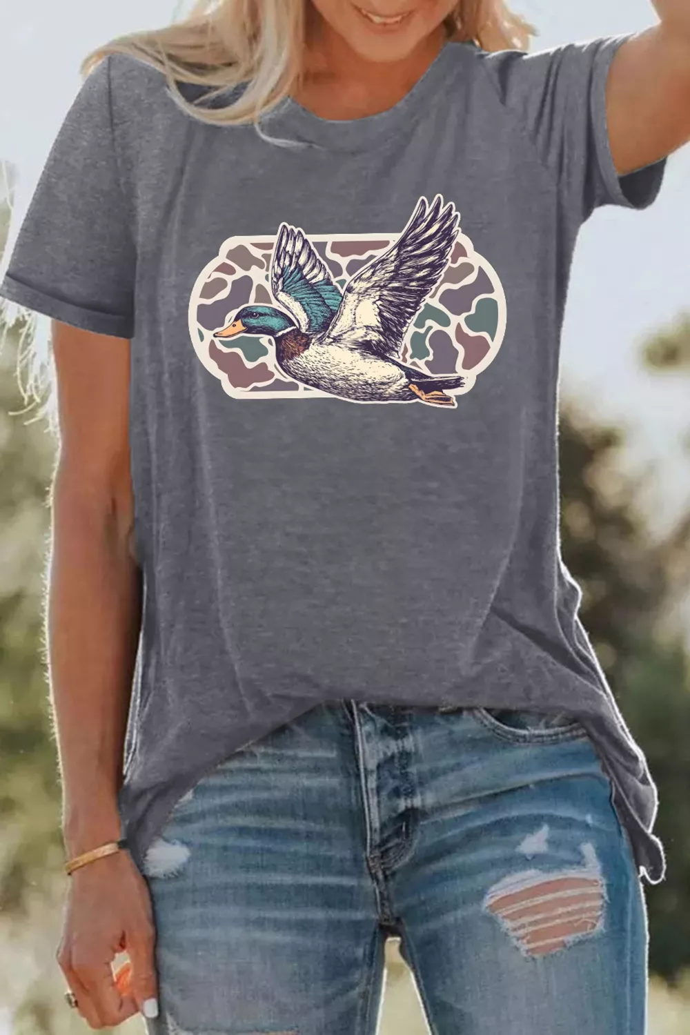 Graphic Round Neck Short Sleeve T-Shirt - Image 4