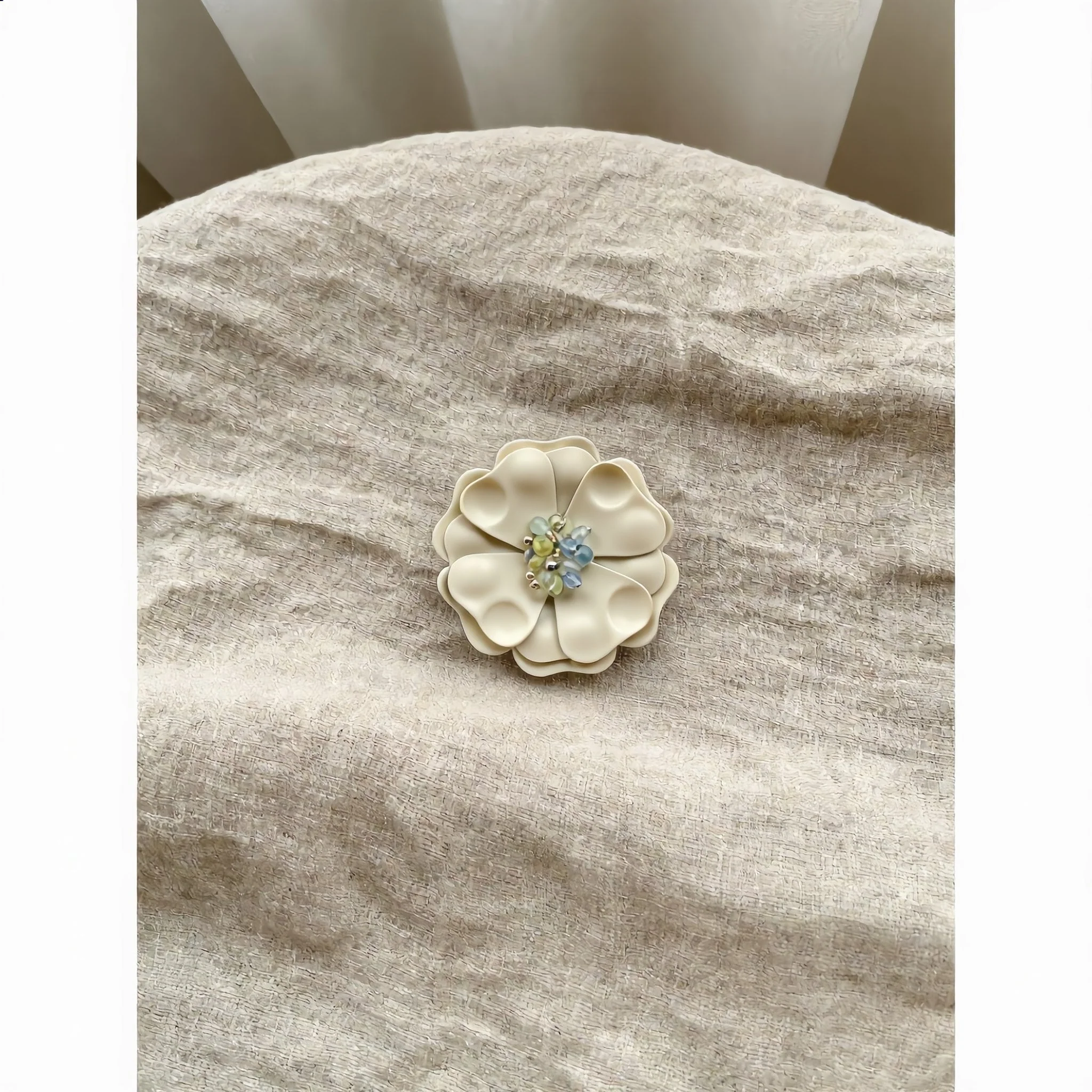 Gray Leather Flower Pin