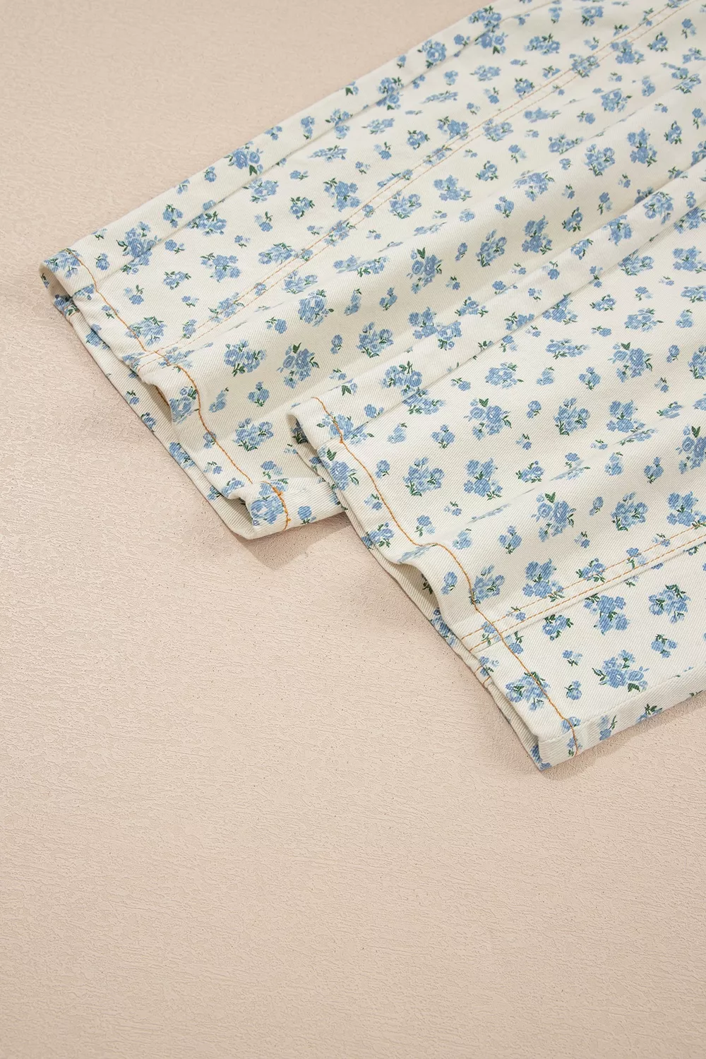 Grommet Knot Waist Floral Barrel Leg Jeans - Image 8