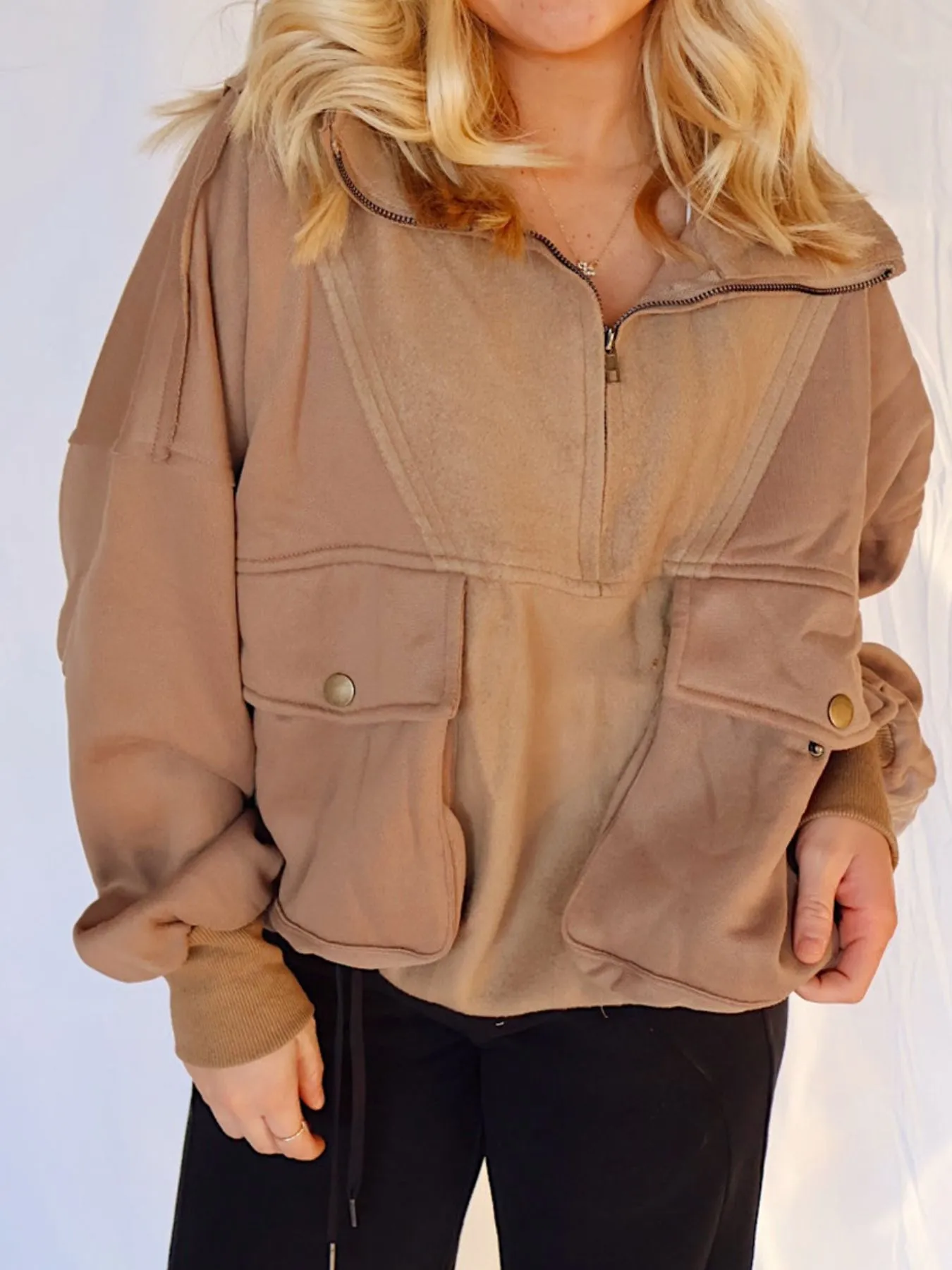 Half Zip Dropped Shoulder Sweatshirt - Image 2