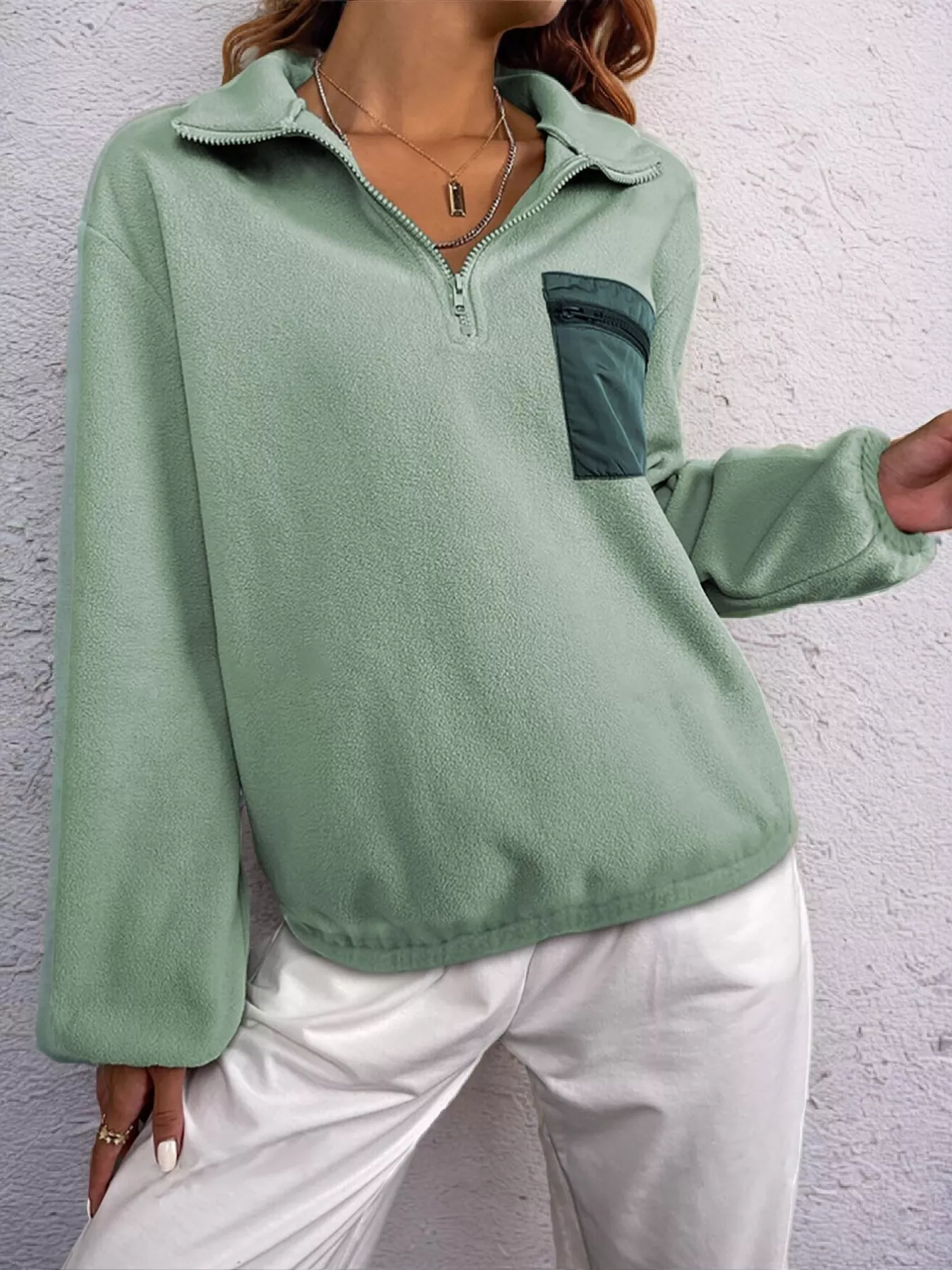 Half Zip Dropped Shoulder Sweatshirt - Image 2