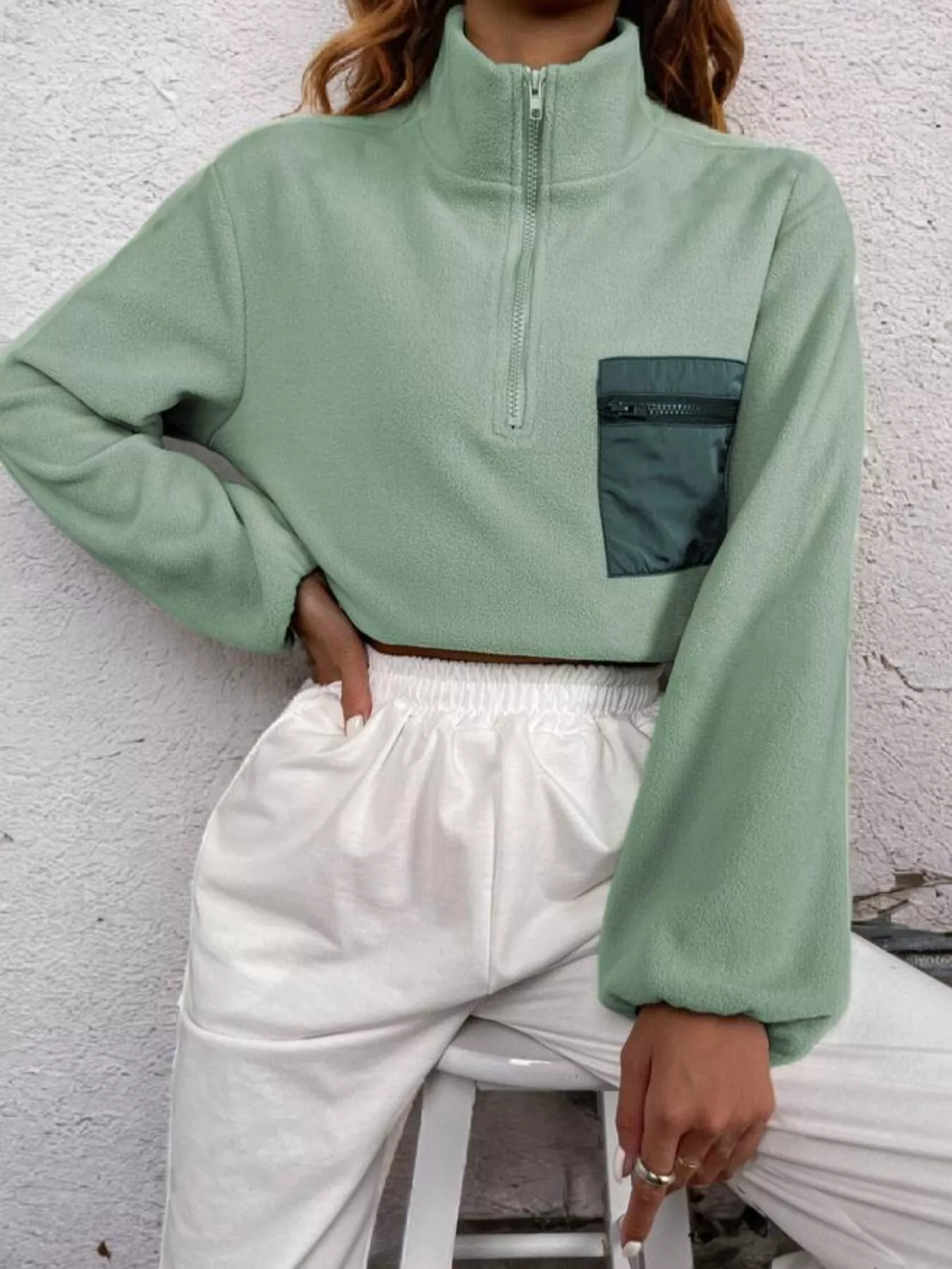 Half Zip Dropped Shoulder Sweatshirt - Image 3