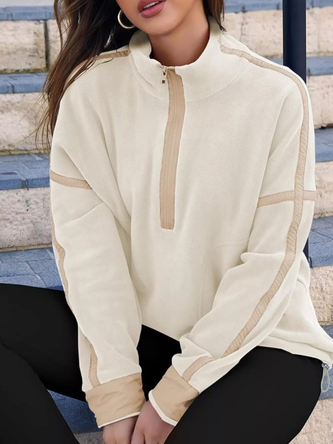 Half Zip Dropped Shoulder Sweatshirt - Image 16