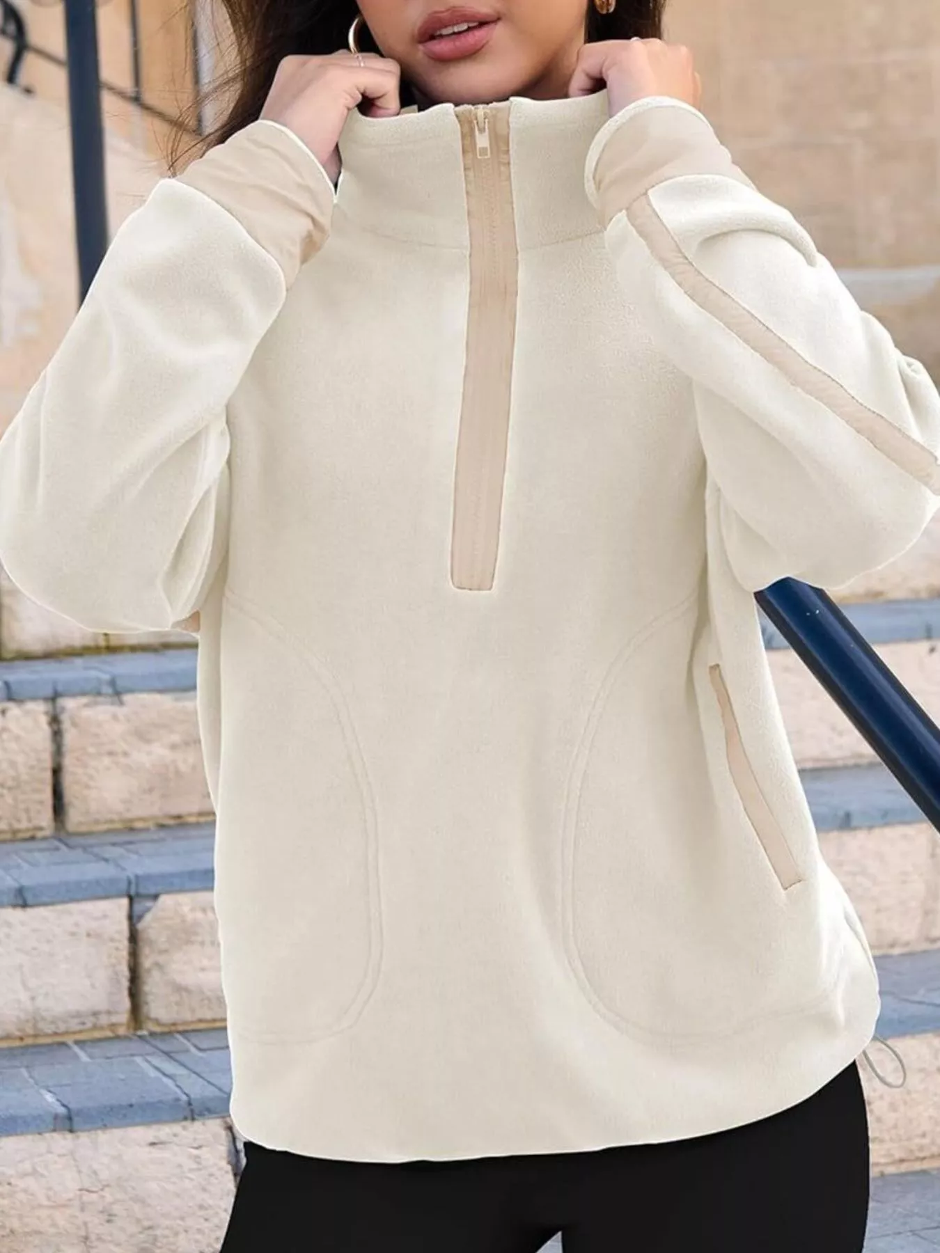 Half Zip Dropped Shoulder Sweatshirt - Image 19